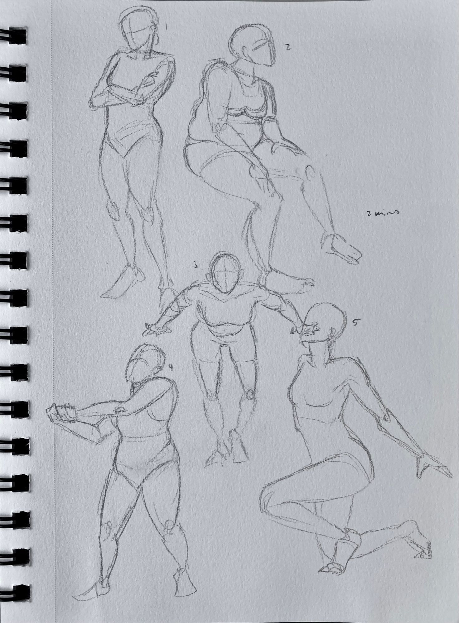 five 2-min figure drawinfs