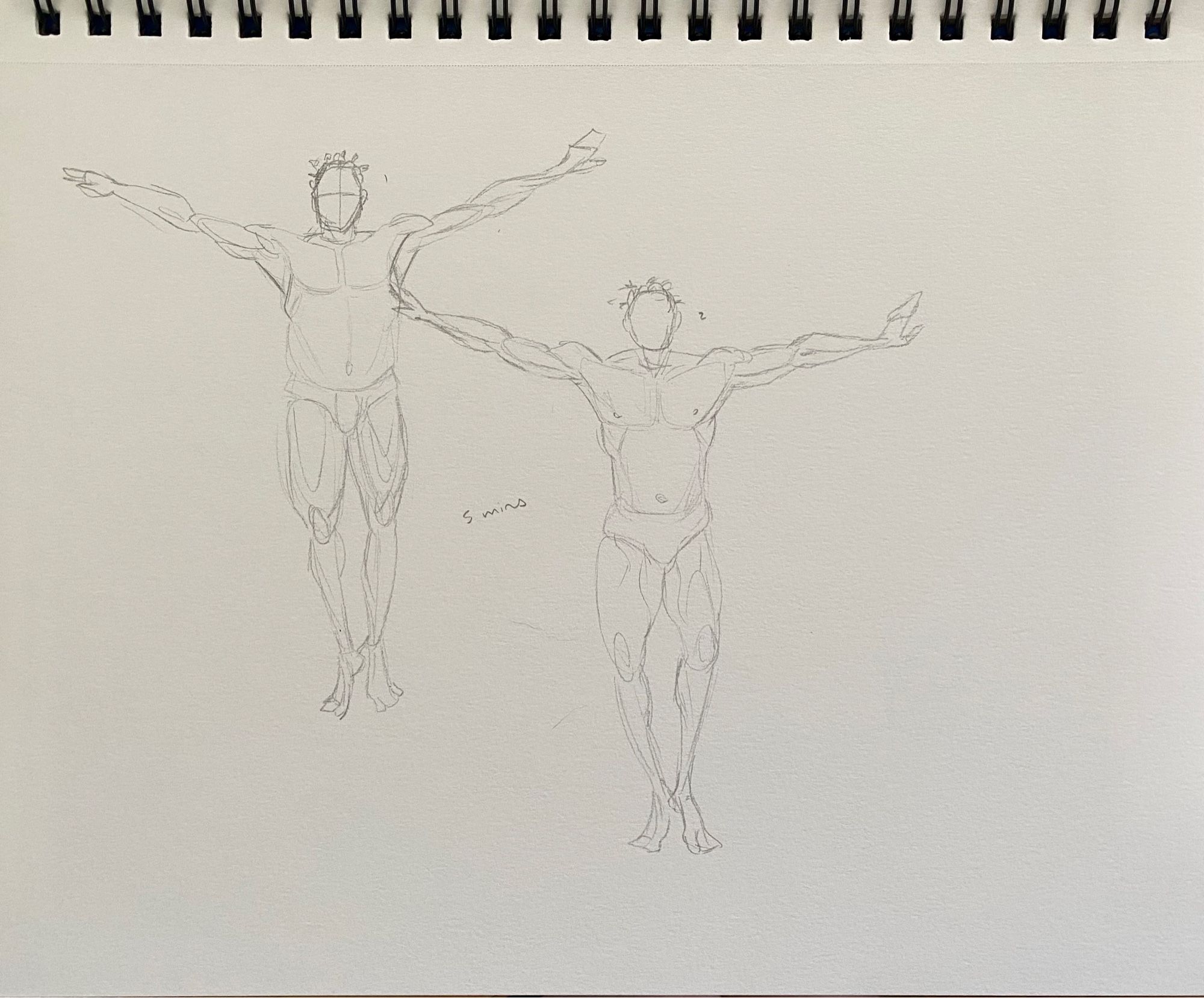 two 5-min figure drawings in pencil