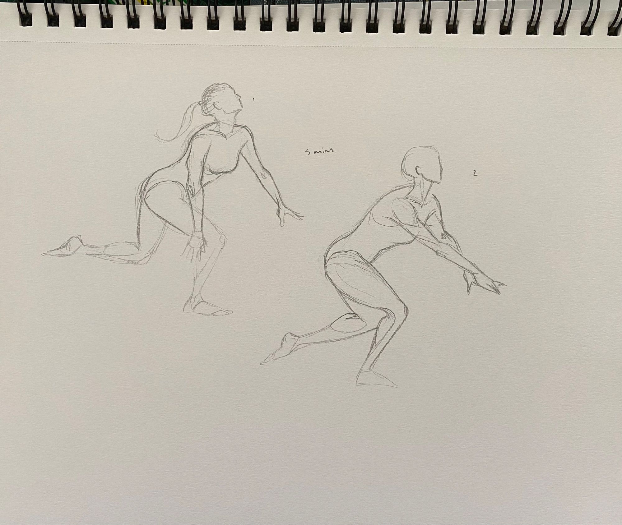 two 5-min figure drawings in pencil