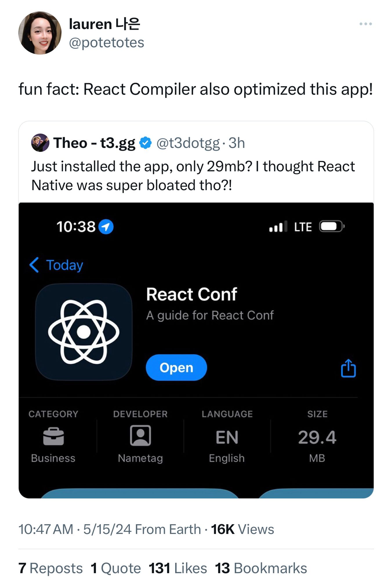 Fun fact: React Compiler also optimized this app!