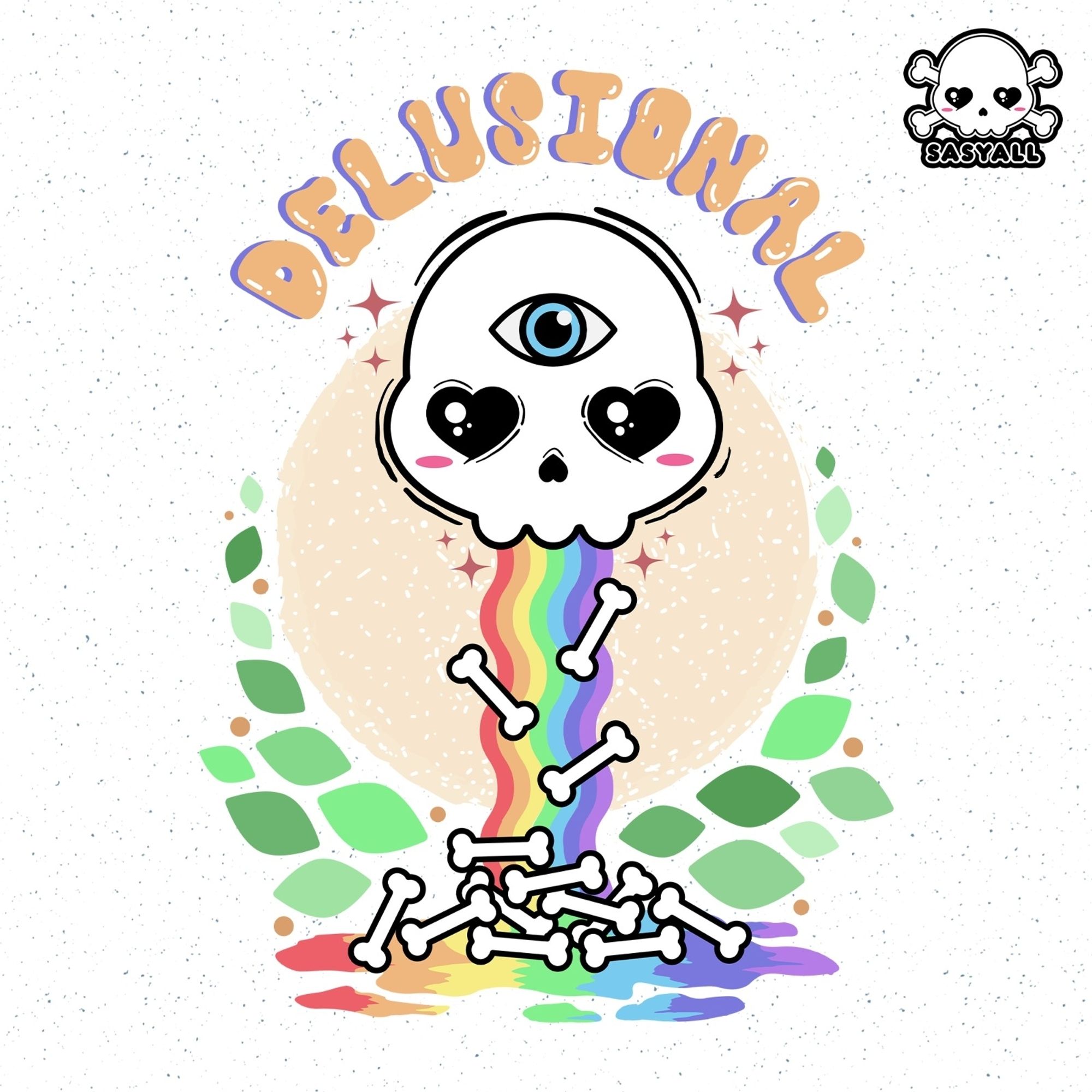 Kawaii skull puking a rainbow vector art