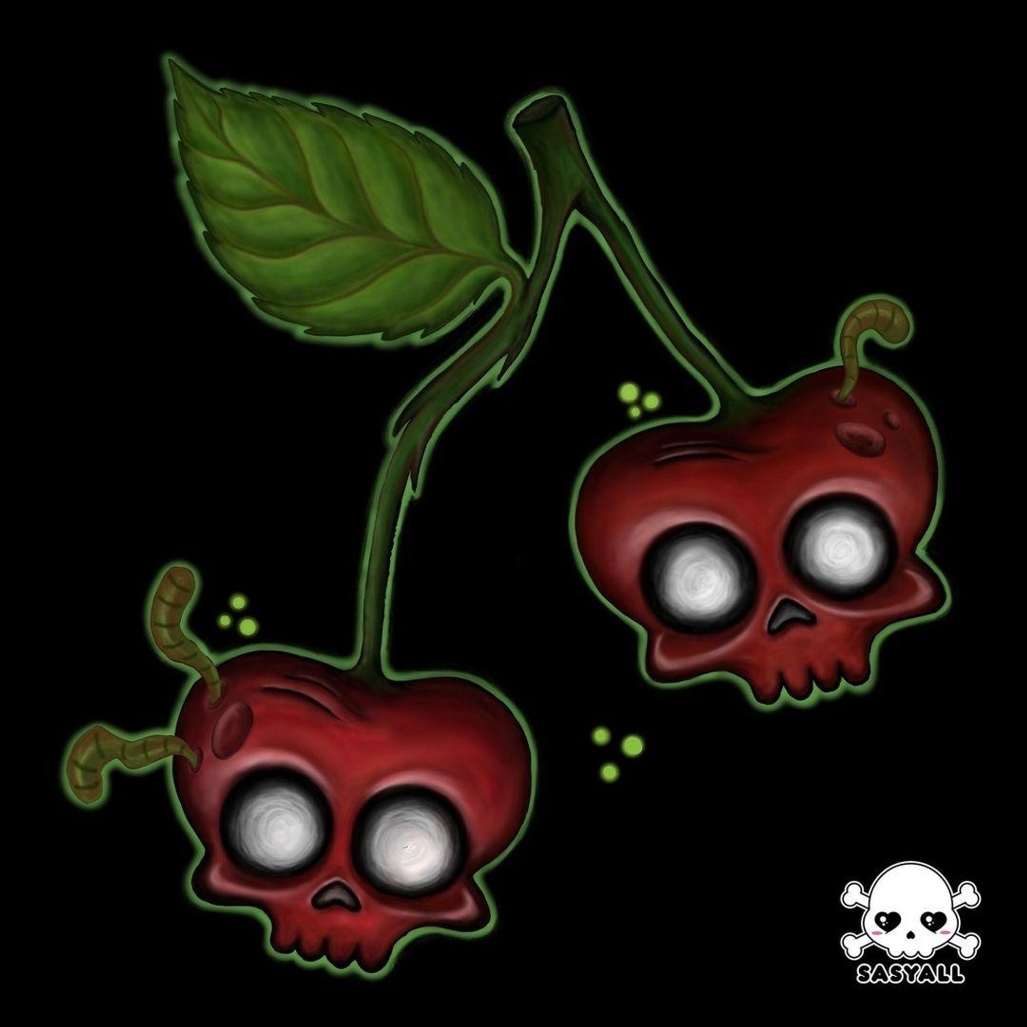 Creepy cute cherries art