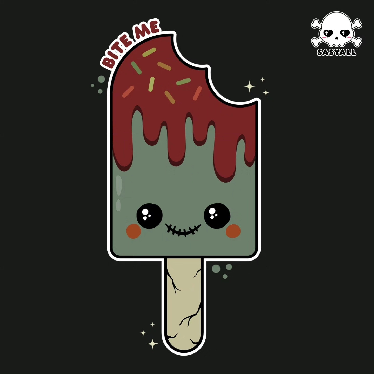 Creepy cute kawaii ice cream vector art