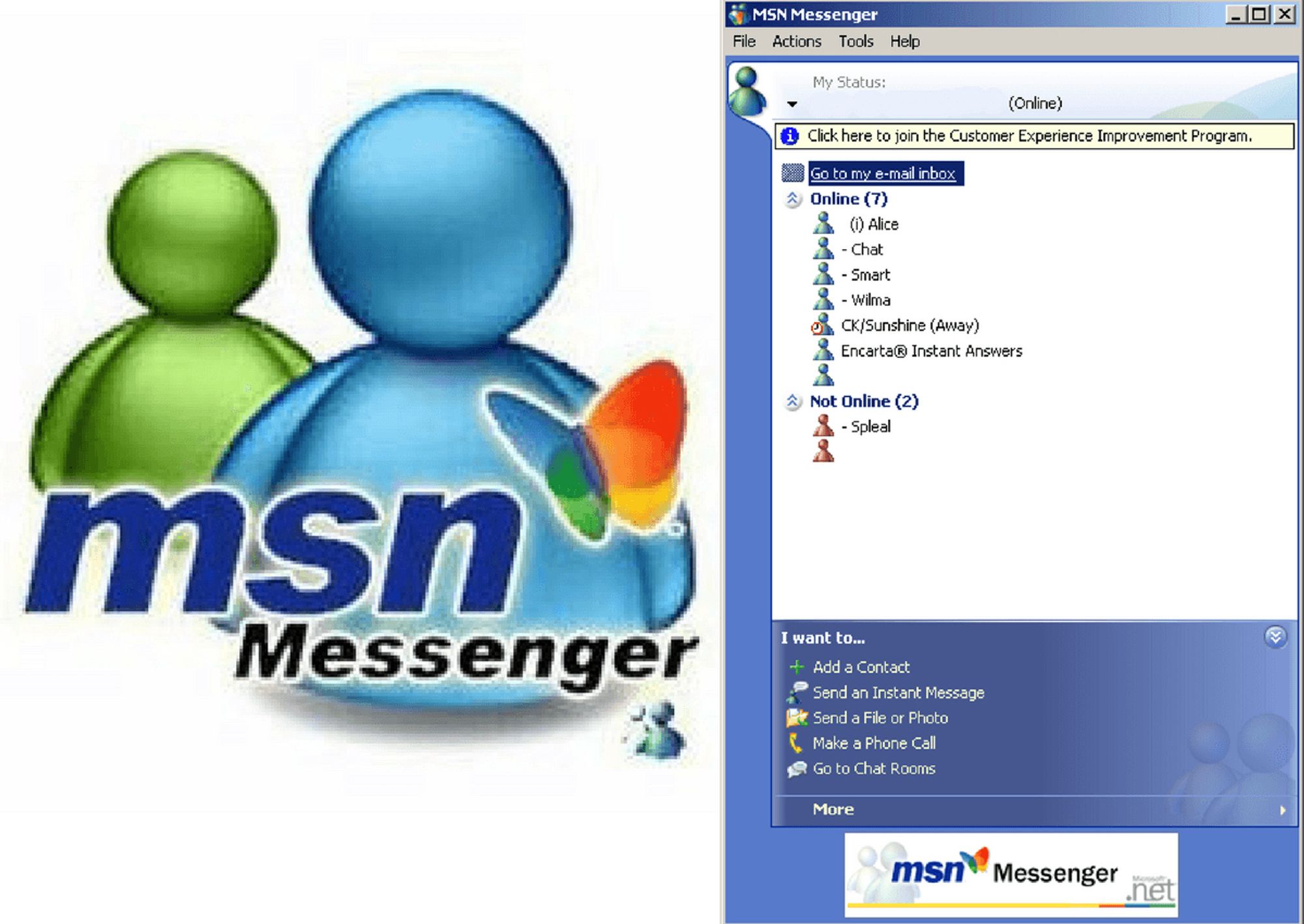 MSN messenger logo and chat window