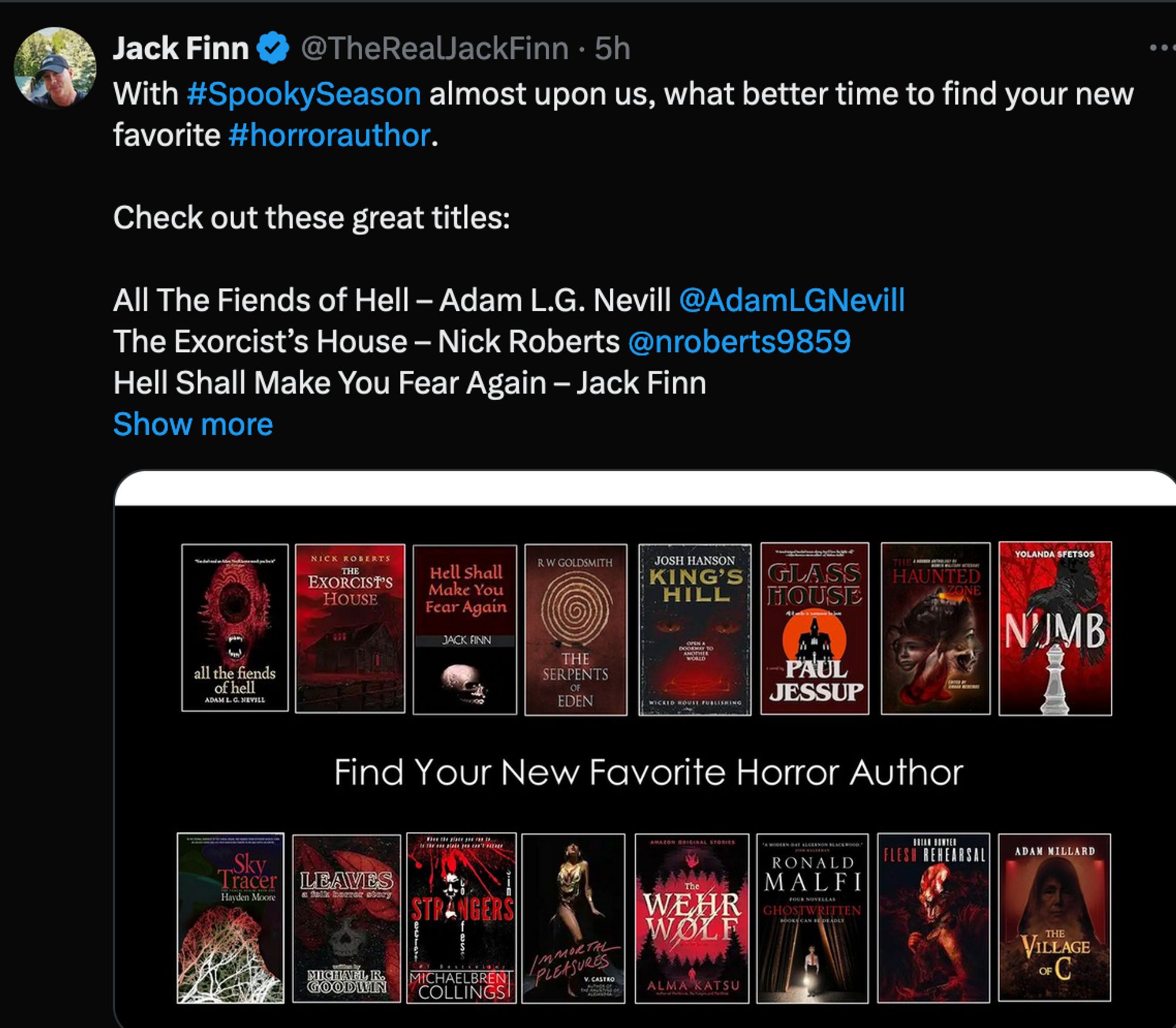 My novel, Glass House, listed on a list of favorite horror novels