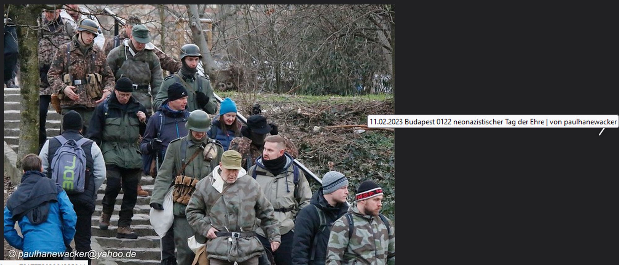 Felix und Marius Dörschel, Dennis und Dustin Derewniok und Peter Hörz aus Radevormawald beim Ausbruch 60-Marsch / Tag der Ehre 2023 in Ungarn. Foto: Paul Hanewacker