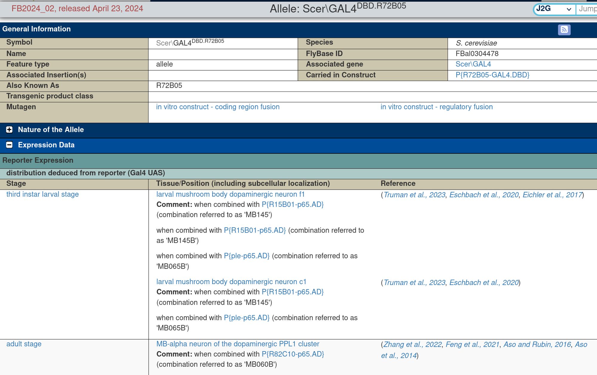 FlyBase report for an ndividual hemidriver allele.