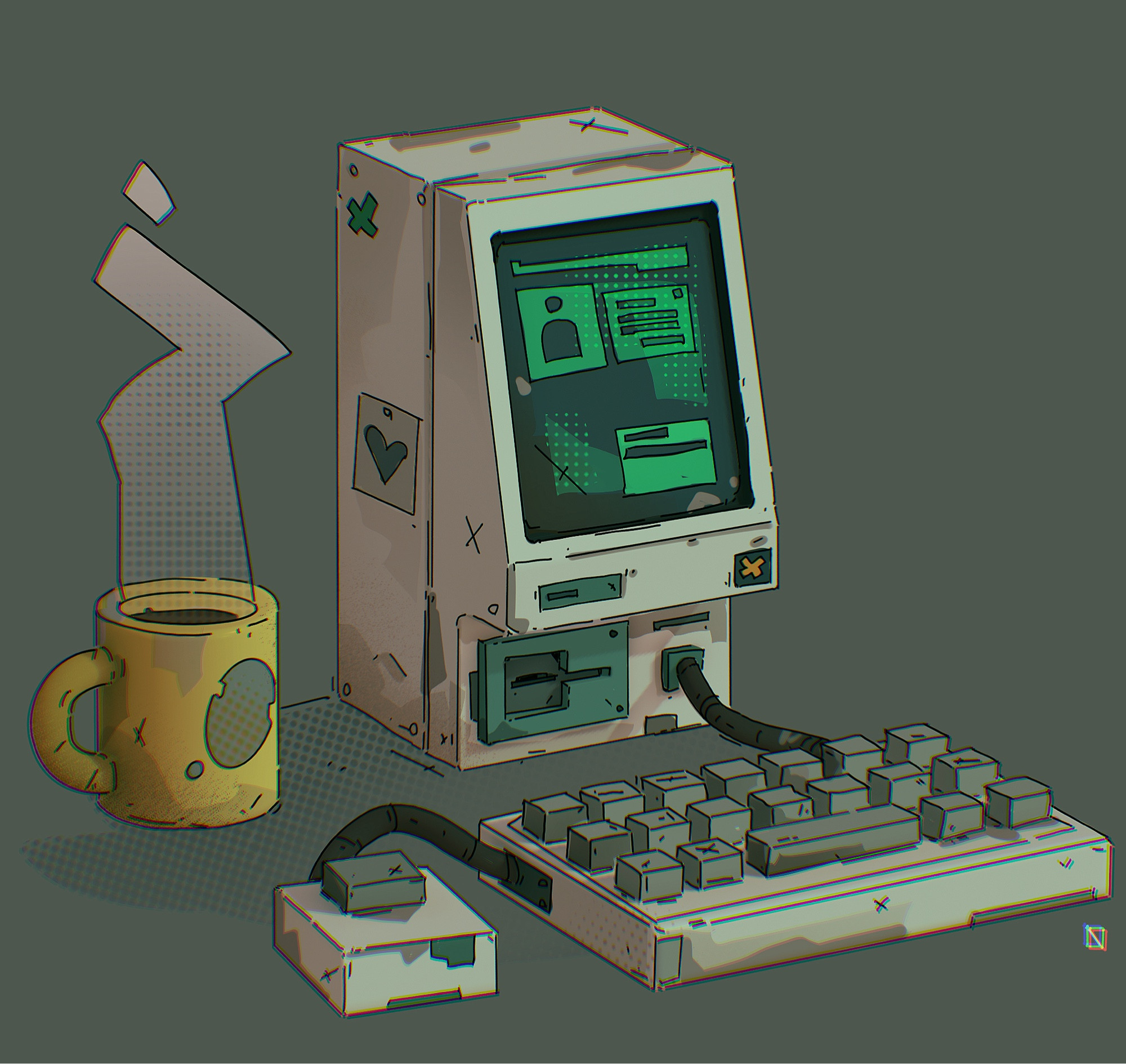 A stylised old school computer