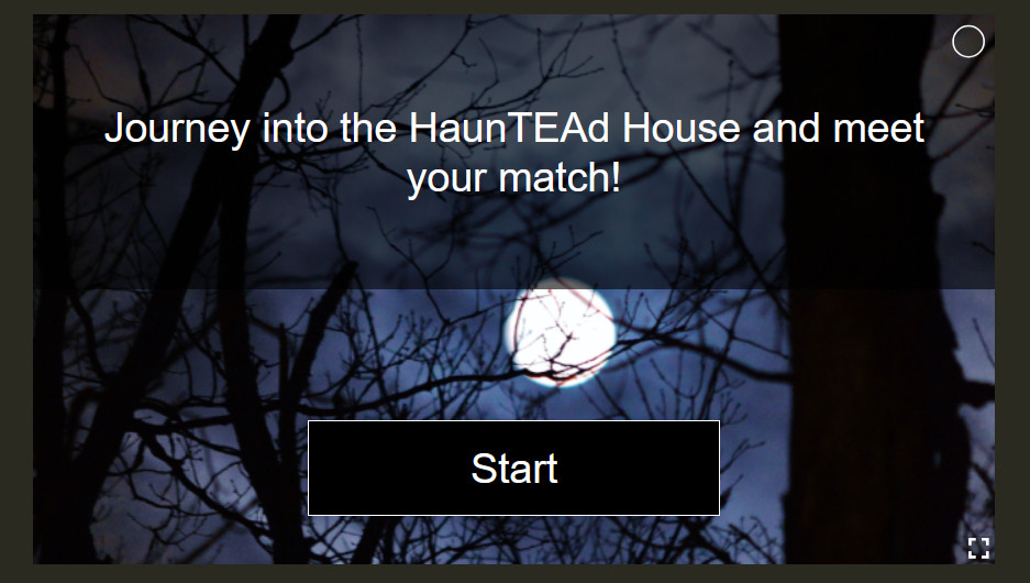 Screenshot of quiz titled "Journey into the HaunTEAd House and meet your match!"