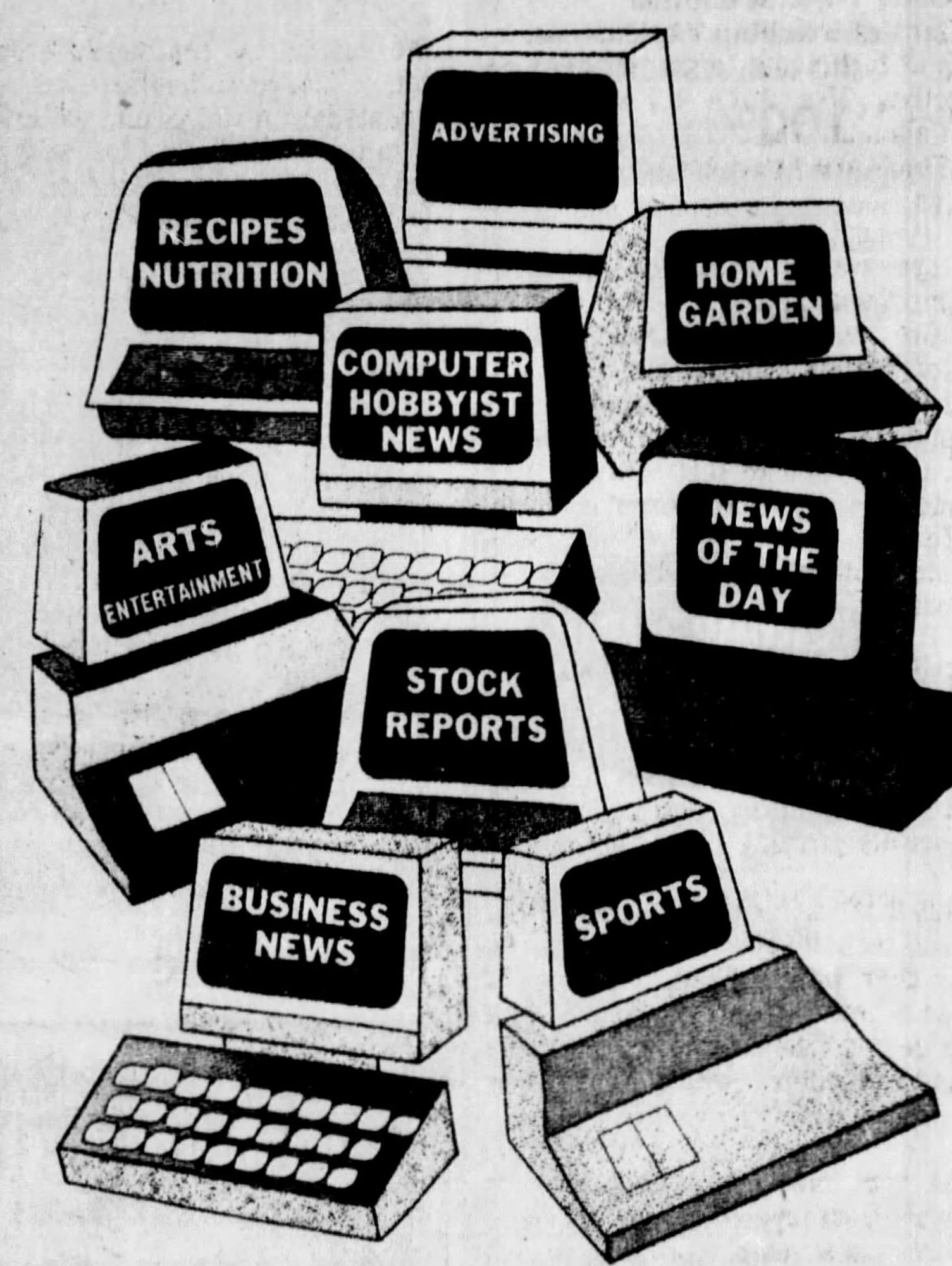 Aug. 23, 1981. Detail from ad for the Minneapolis Star/Minneapolis Tribune fledgling electronic news service called “TriStar Videonews,” accessed via “your personal computer/data terminal.”