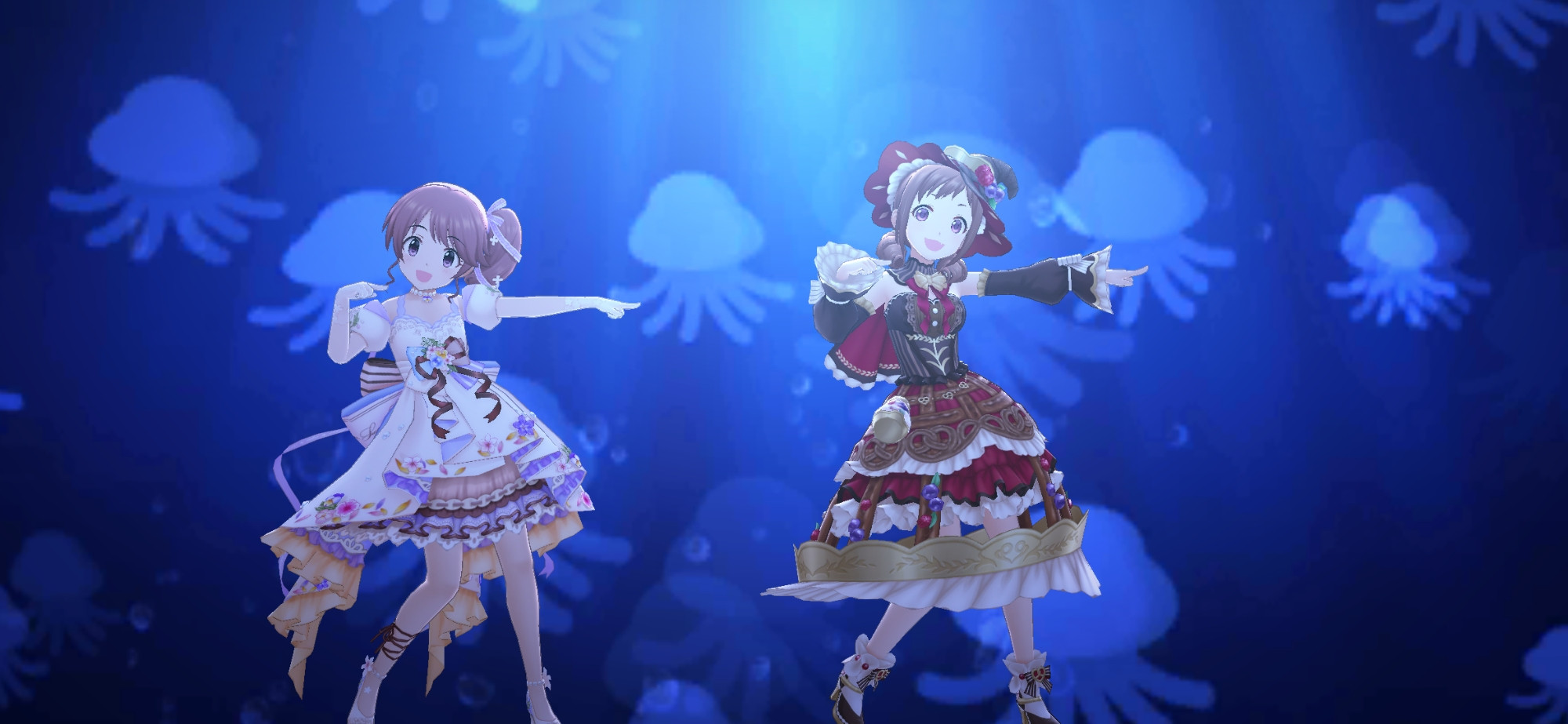 noriko shiina (left) and michiru ohara (right) from idolm@ster cinderella girls