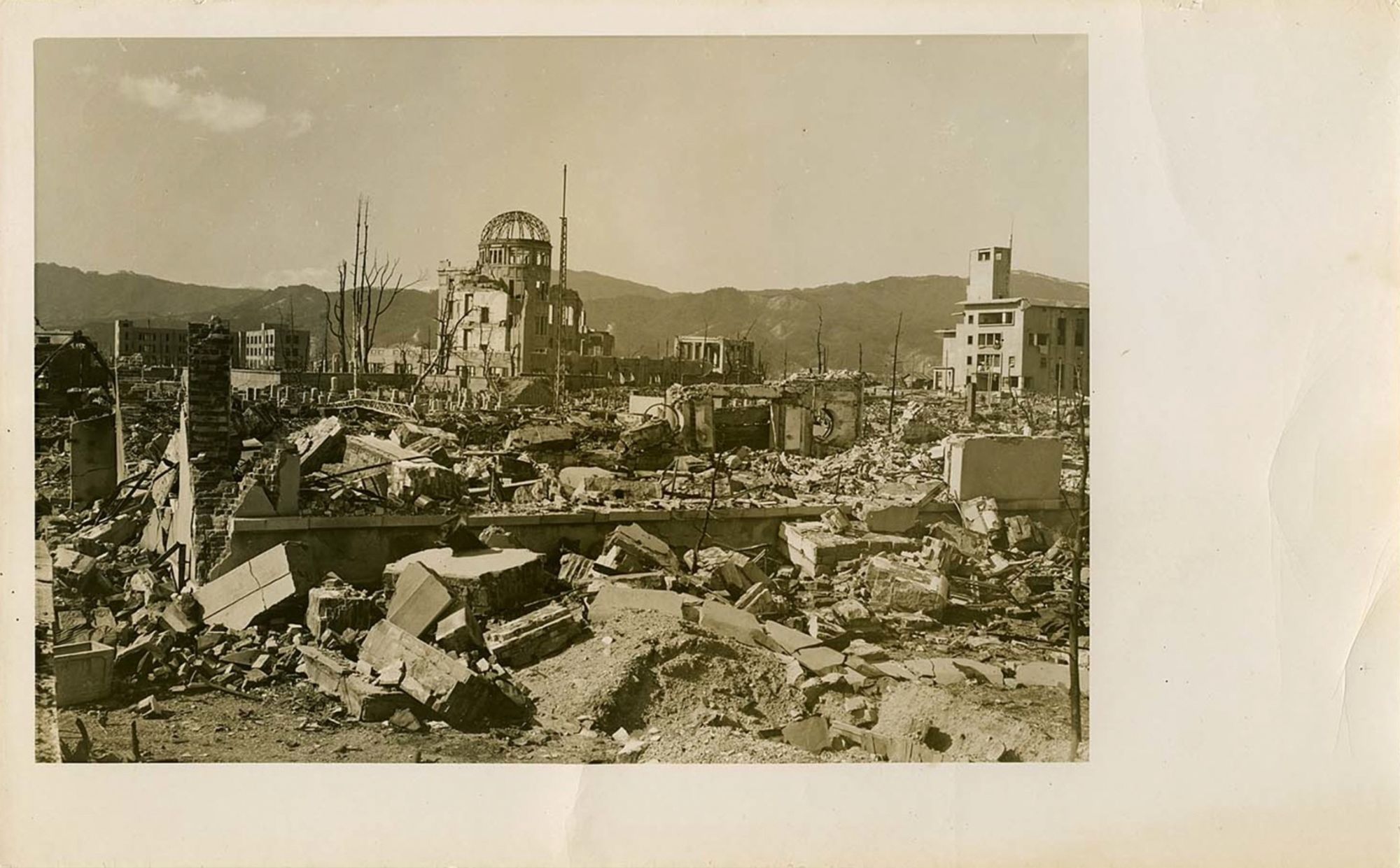 "Hiroshima: Ground Zero 1945" Unidentified Photographer: [Ruins of Shima Surgical Hospital, Hiroshima]. Source: International Center of Photography , NY. Link: https://www.icp.org/browse/archive/collections/hiroshima-ground-zero-1945-may-20-august-28-2011