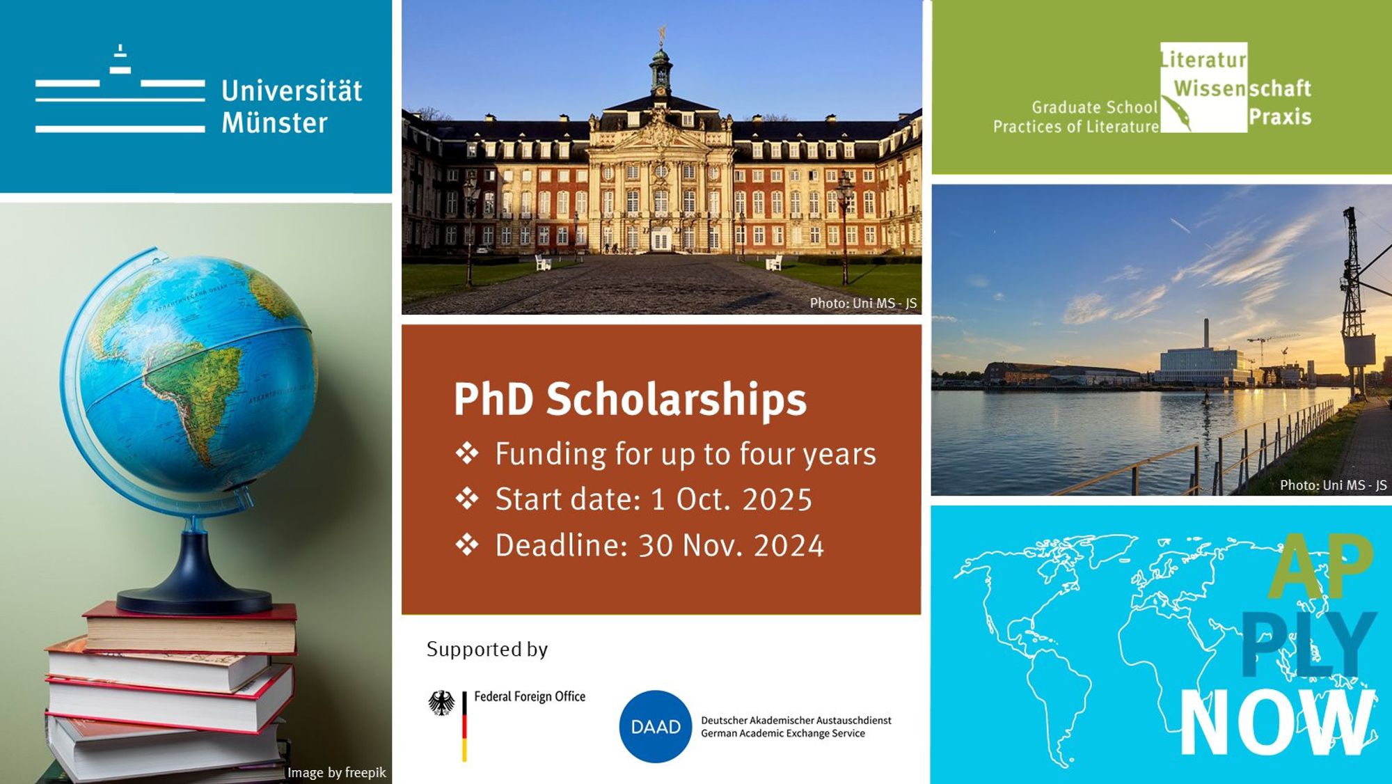 PhD Scholarships
- Funding for up to four years
- Start date: 1 Oct. 2025
- Deadline: 30 Nov. 2024