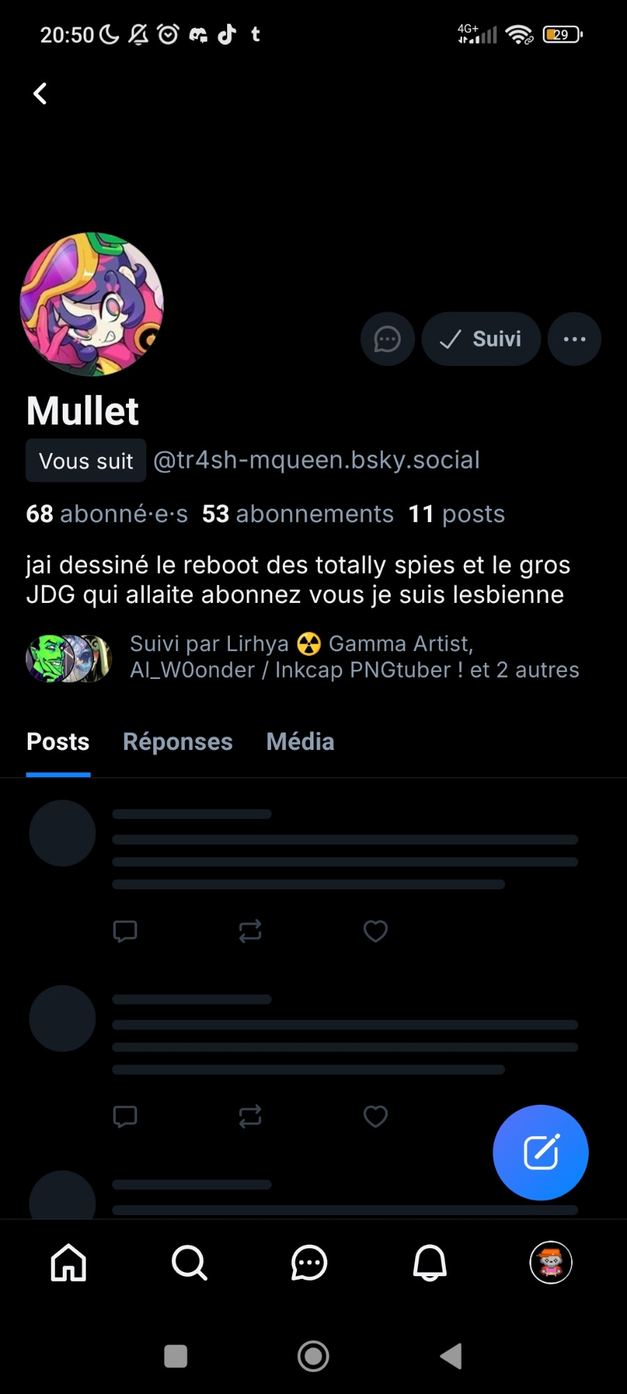 Screen shot du compte de Mullet aka tr4sh-mqueen