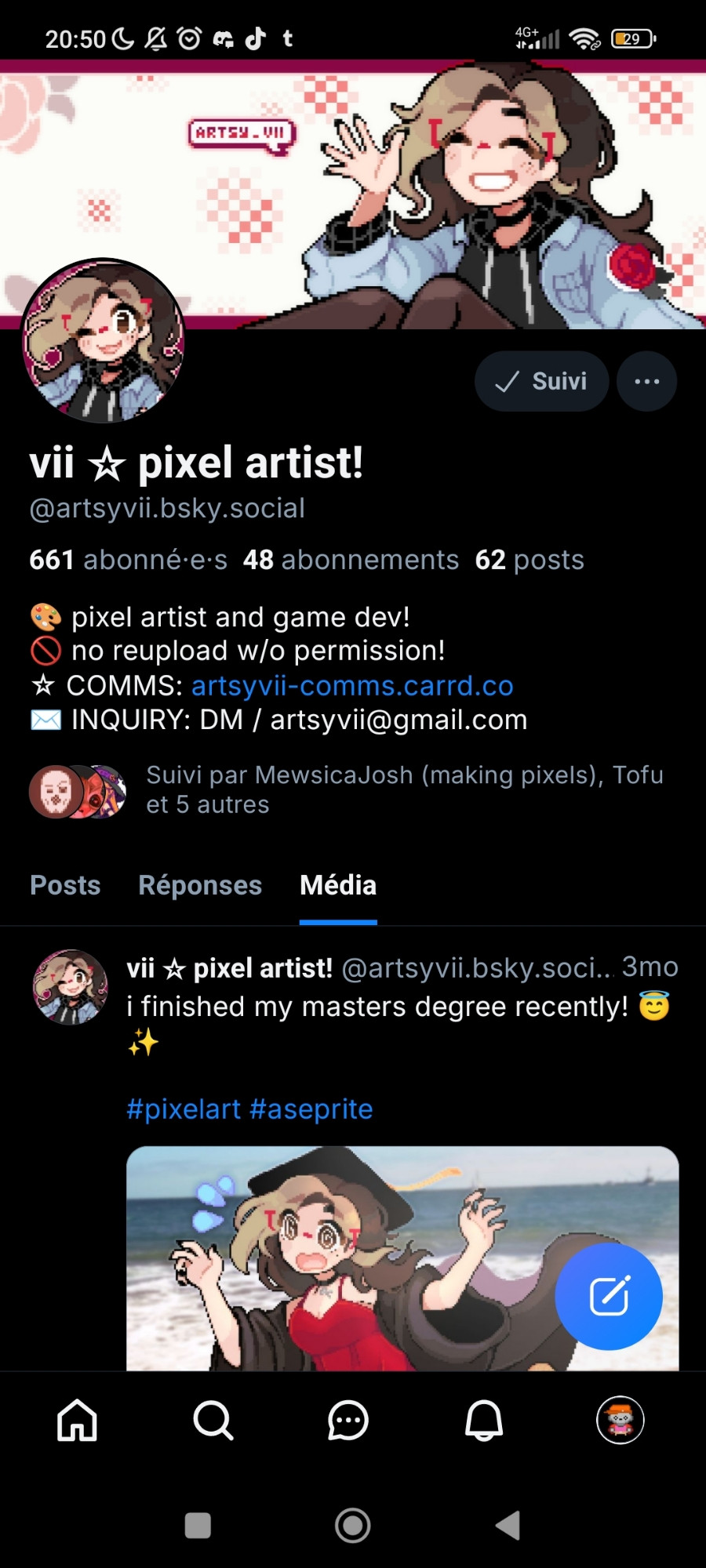 Screenshot du compte de artsyvii