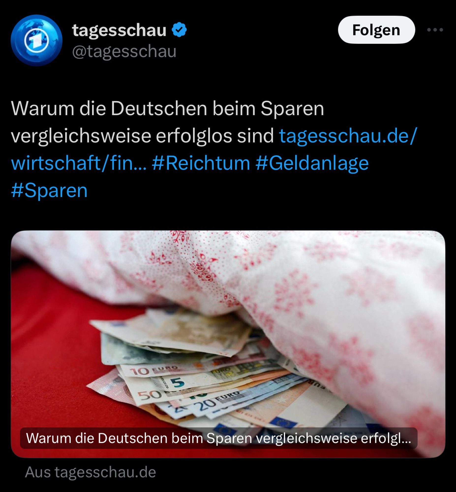 Warum die Deutschen beim Sparen vergleichsweise erfolglos sind tagesschau.de/ wirtschaft/fin... #Reichtum #Geldanlage
#Sparen