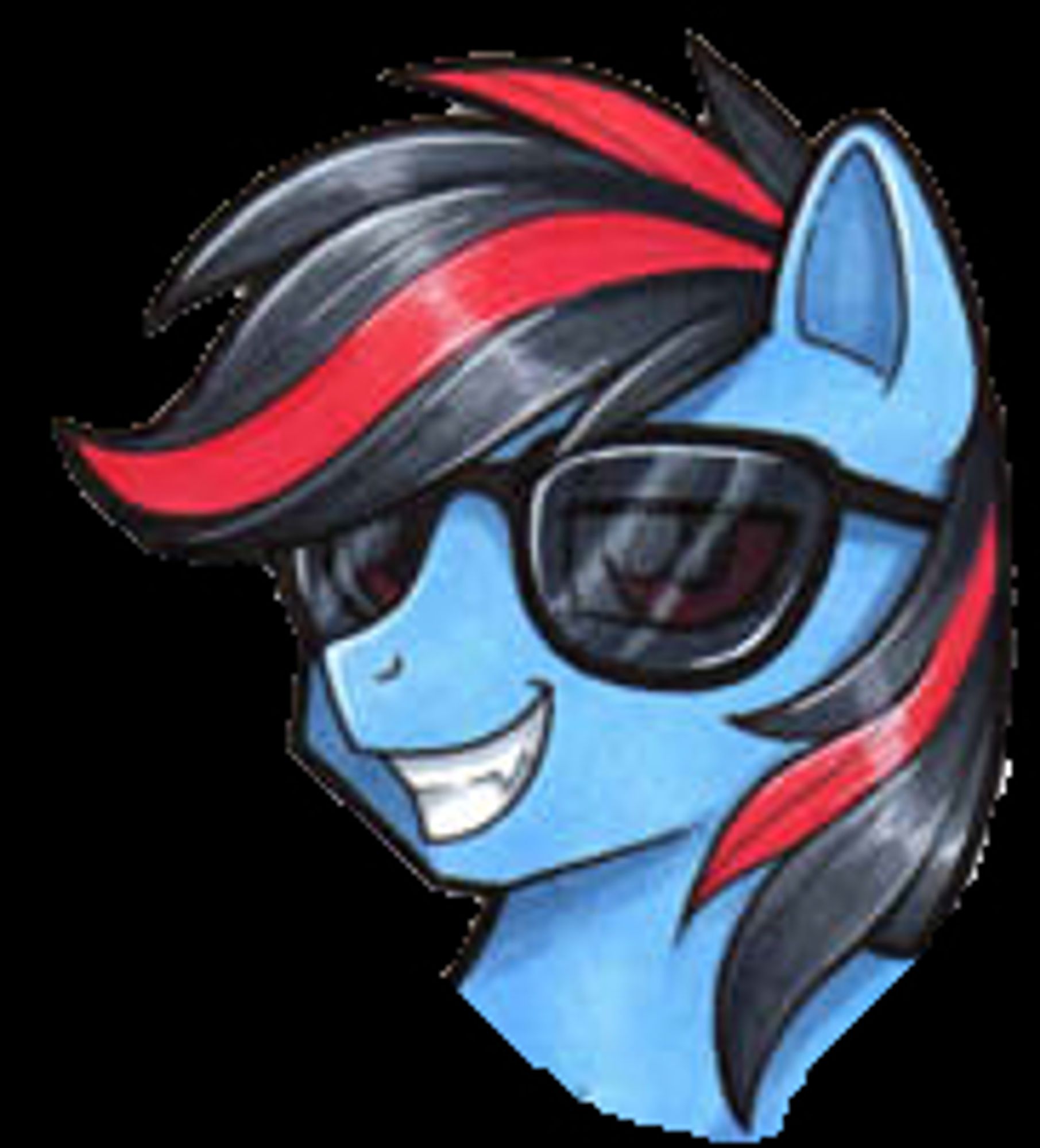 Ratchet the Pony Headshot. His smiling and wearing shades.