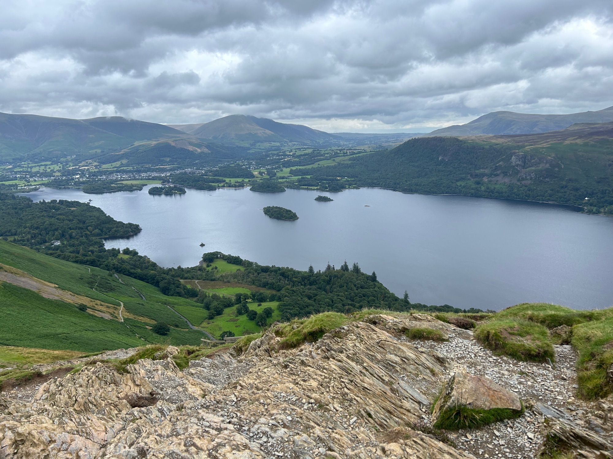 The view over Derwentwater from the top of Catbells.