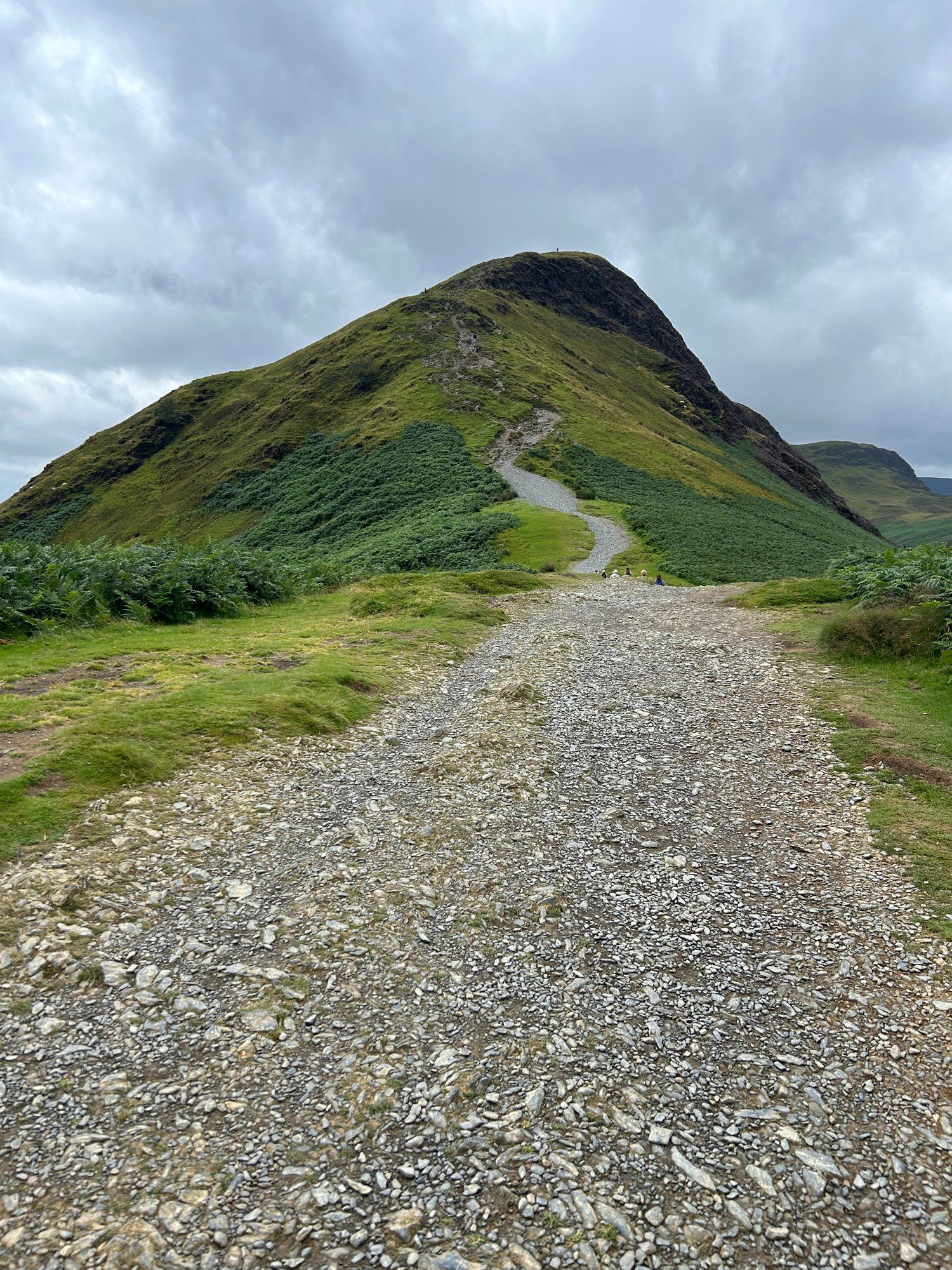 Looking up the gravel track to Catbells from the bridleway.