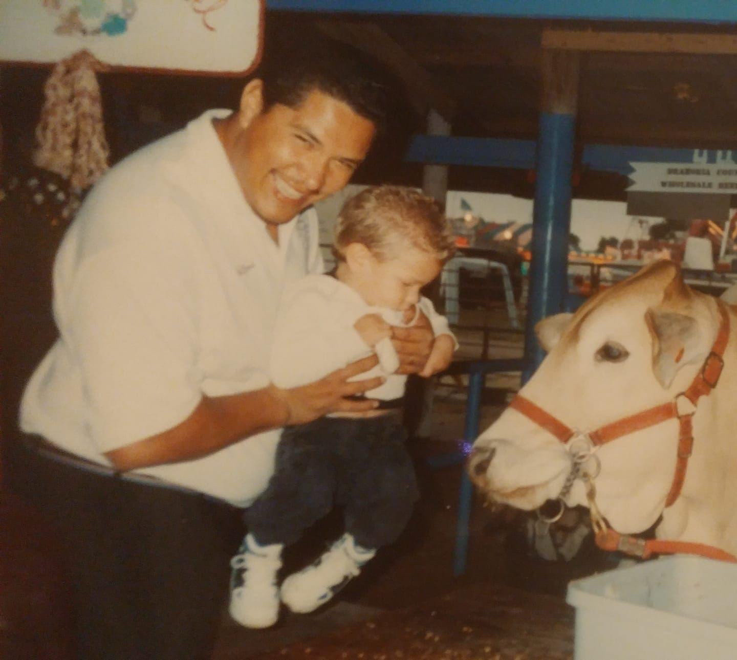 A photo of my dad and me when I was a baby.
