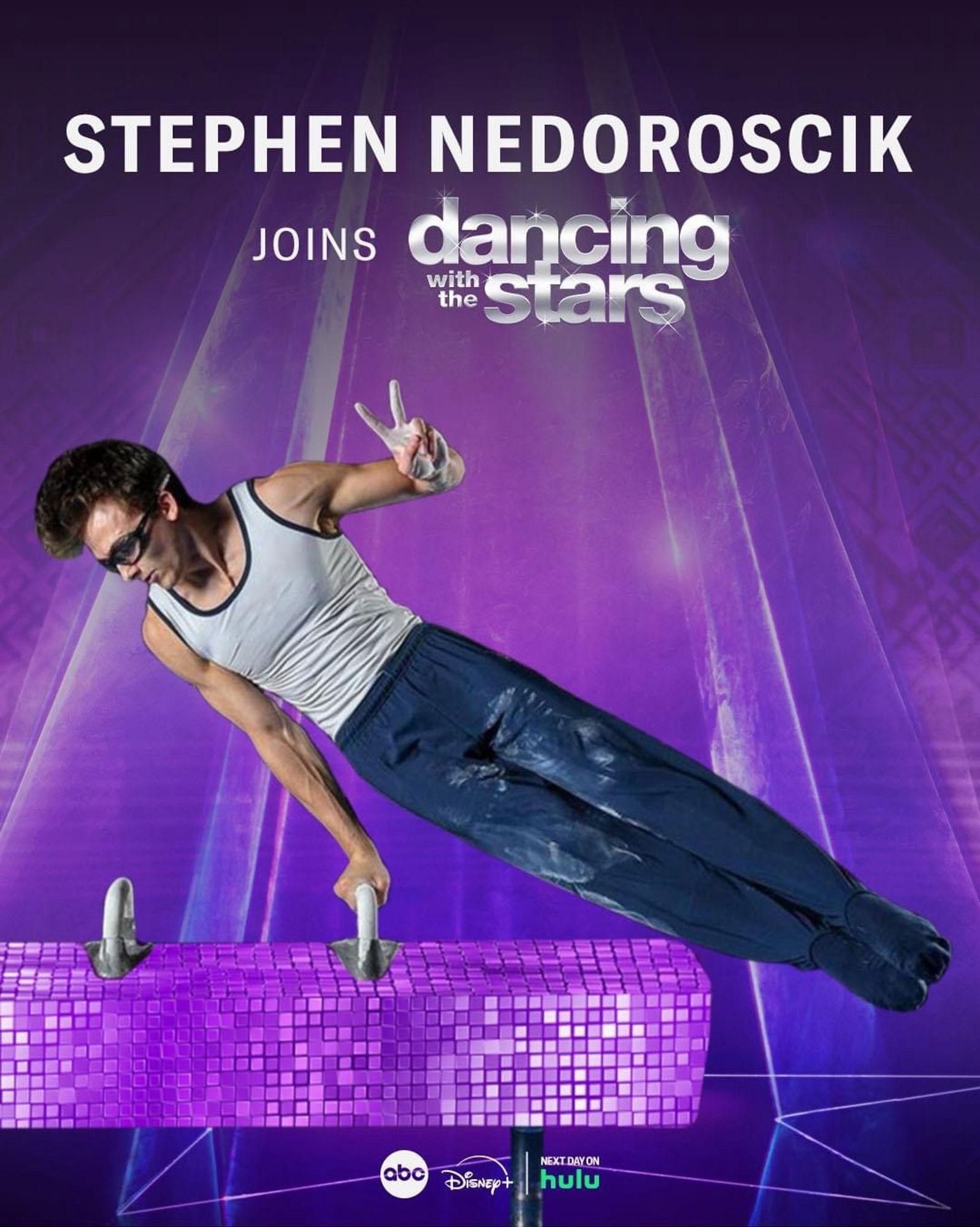 A photo from the official Dancing with the Stars  Facebook page. It shows Olympic gymnast bronze medalist Stephen Nedoroscik being announced as a contestant on the upcoming season