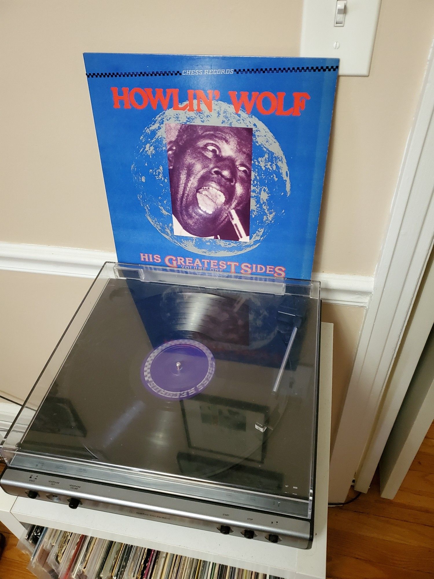 Photo of record on turntable