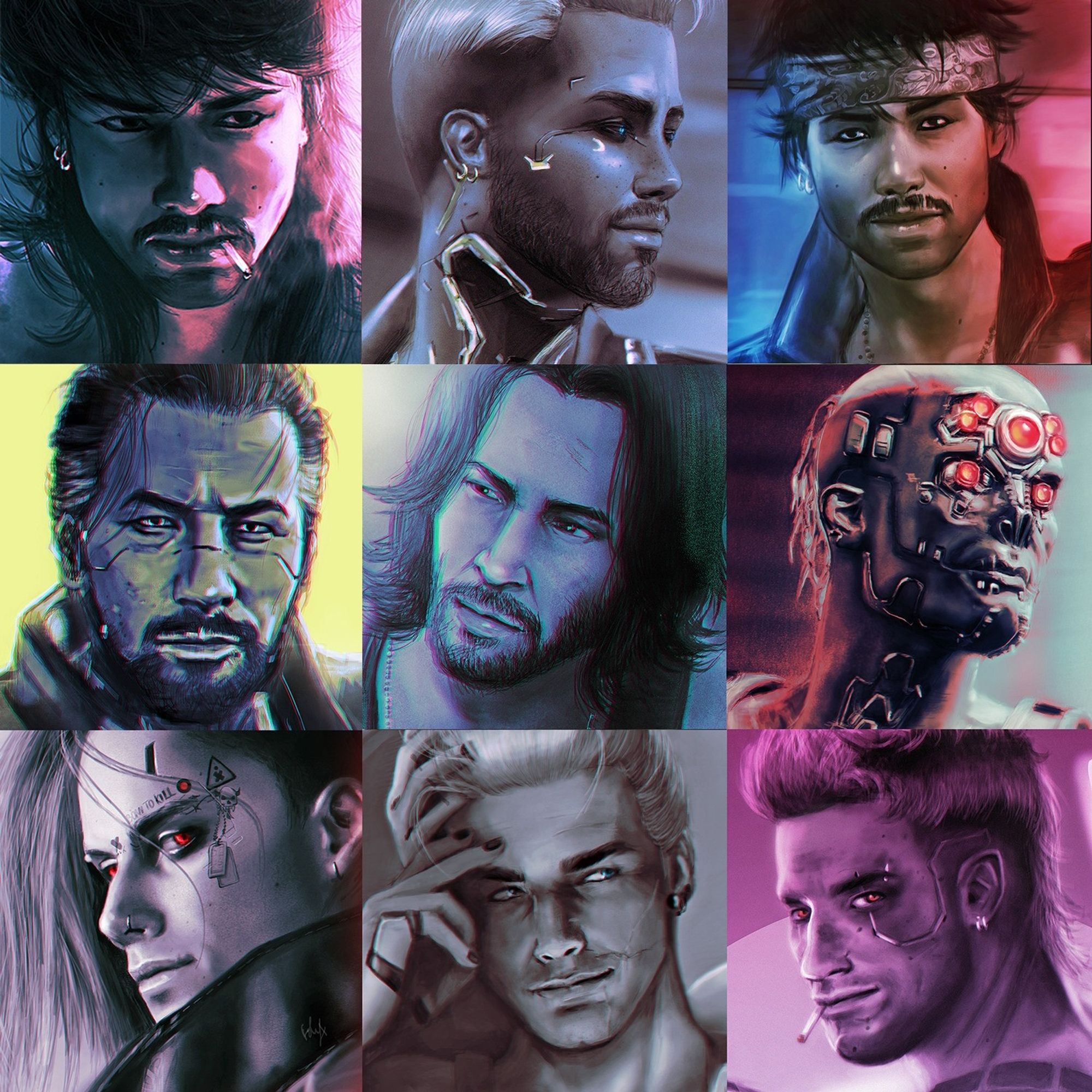 Collage of cp2077 men's portraits