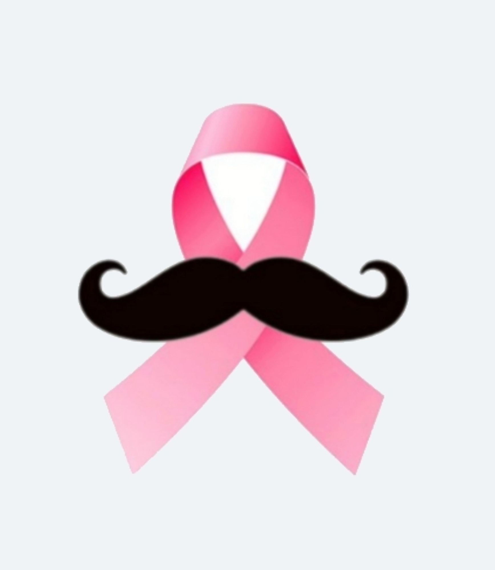 Ruban Rose d'Octobre Rose avec une moustache, pour informer sur le cancer du sein chez l'homme.