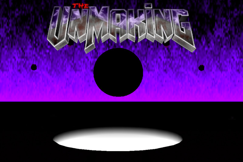 A black hole set against a burning purple sky, with the text "The UnMaking" overlaid on top.