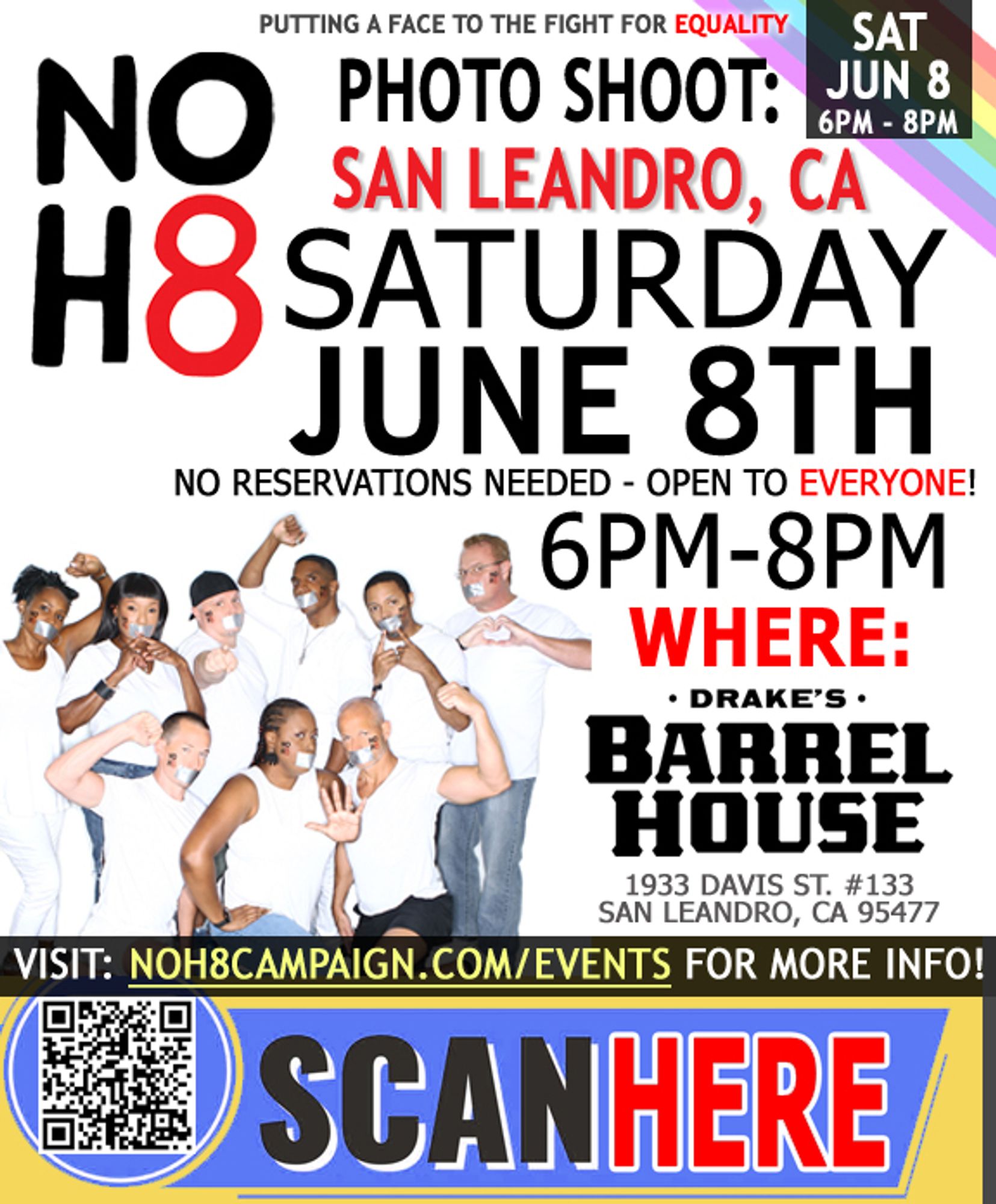 Spread the word! 📣 #NOH8 photo shoot Saturday, June 8th in #SanLeandro, CA: tinyurl.com/bdeb4dje