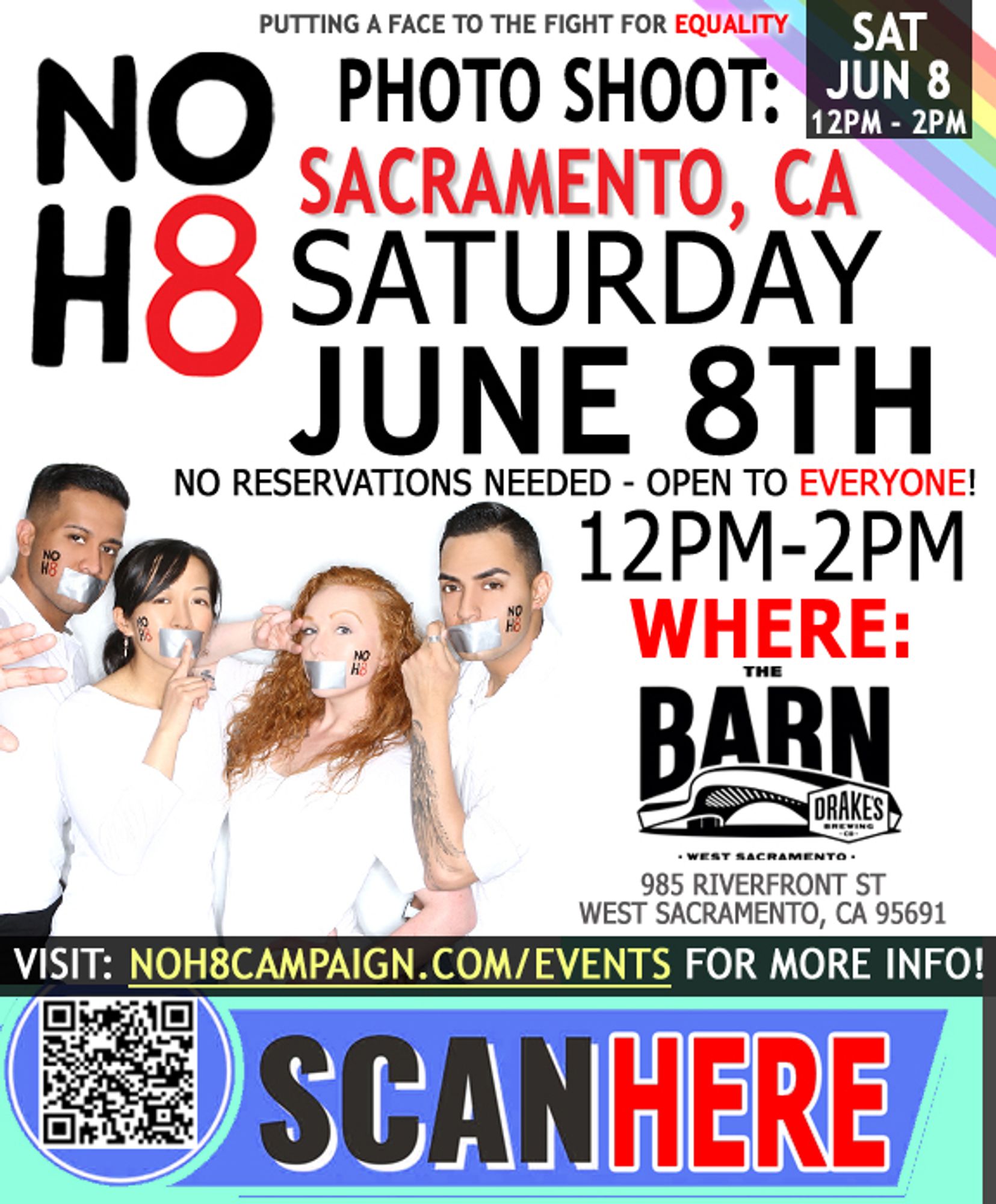 Spread the word! 📣 #NOH8 photo shoot Saturday, June 8th in #Sacramento, CA: tinyurl.com/mzet3ucc