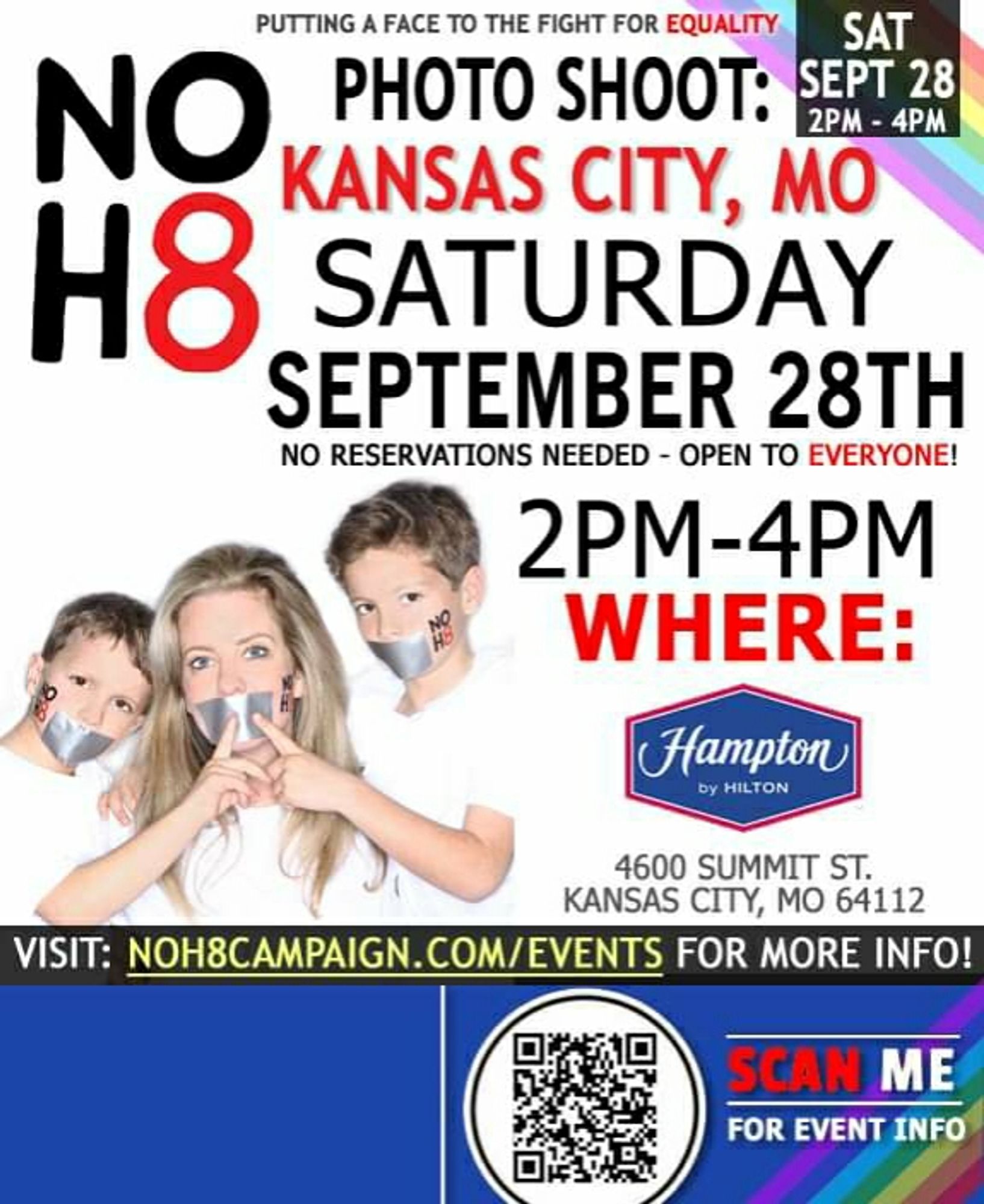 Join #NOH8 THIS WEEKEND: 📸🌈
Sept 28 #KansasCity, MO tinyurl.com/3f8ywkj6
Sept 29 #StLouis, MO tinyurl.com/yc5xyumm