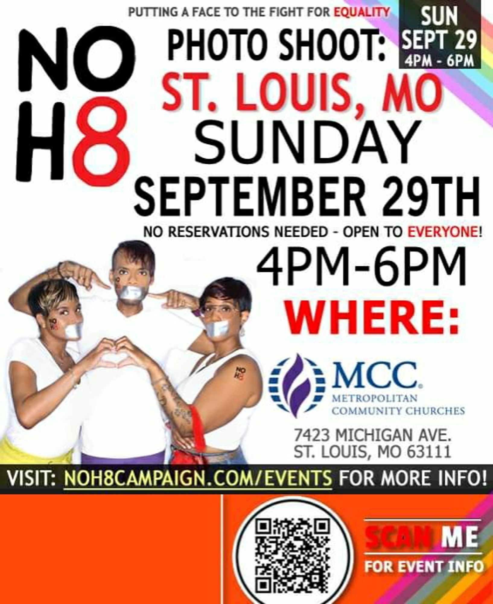 Spread the word! #NOH8 photo shoot TODAY (9/29) in #StLouis, MO 📷🌈 tinyurl.com/yc5xyumm