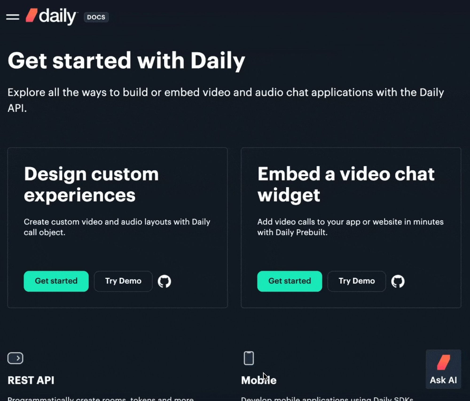 Daily Docs AI chatbot powered by Kapa.ai