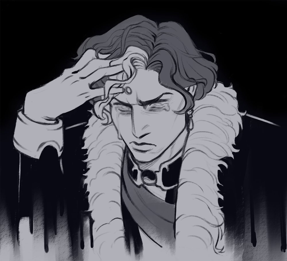 portrait of Emet-Selch frustrated and crying