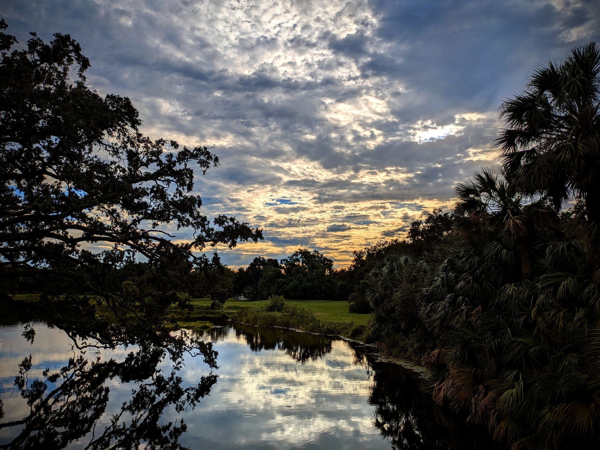 sunset reflecting on a canal