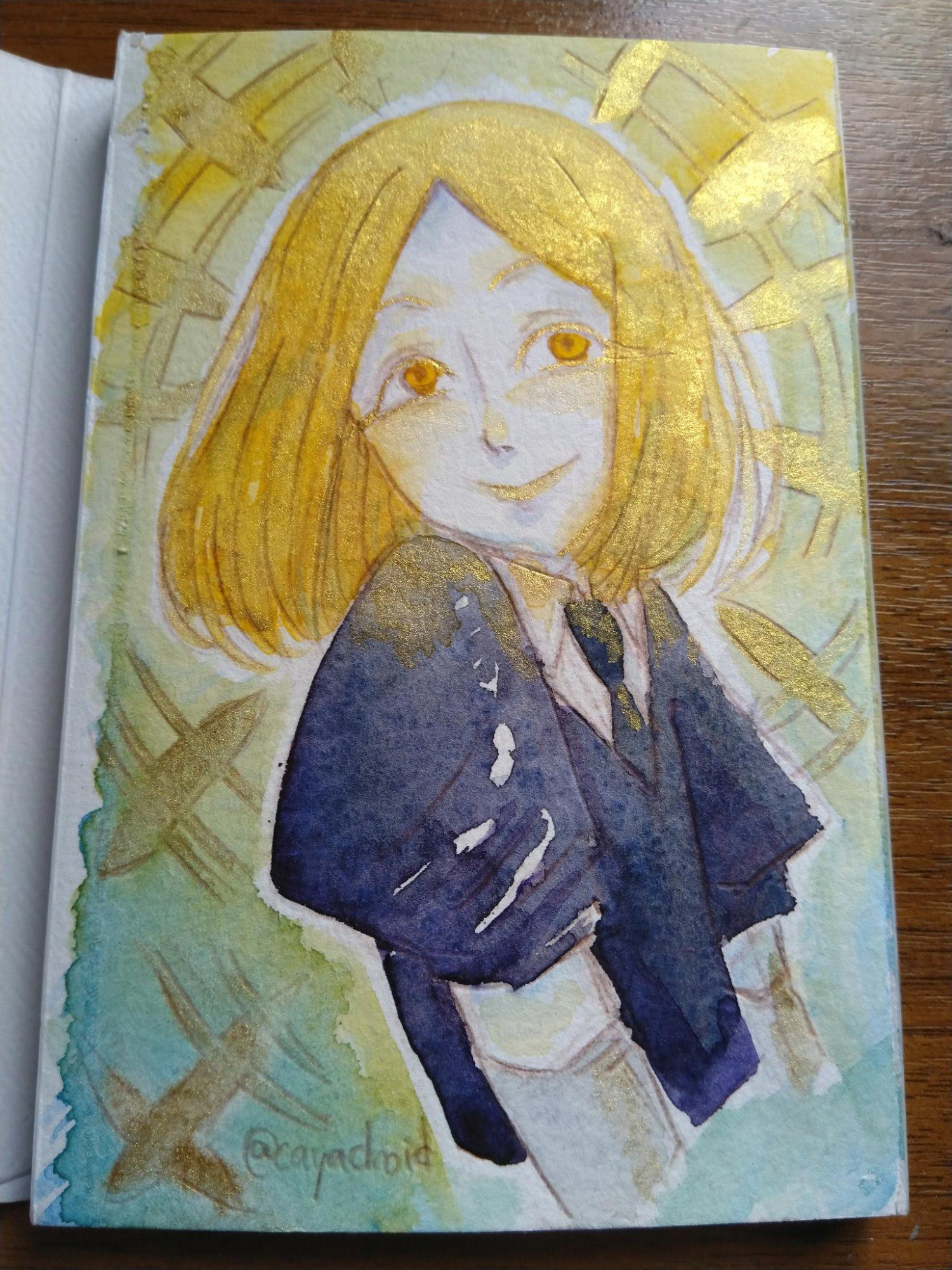 Fanart of Yellow Diamond from Houseki no Kuni, painted in watercolor.