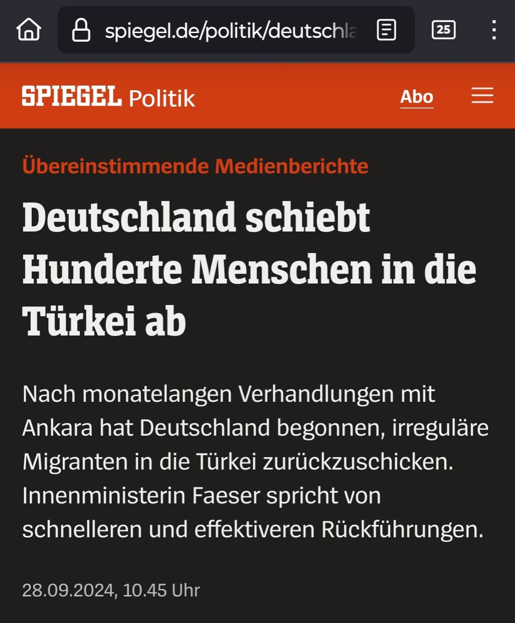 Nach monatelangen Verhandlungen mit Ankara hat Deutschland begonnen, irreguläre Migranten in die Türkei zurückzuschicken. Innenministerin Faeser spricht von schnelleren und effektiveren Rückführungen.