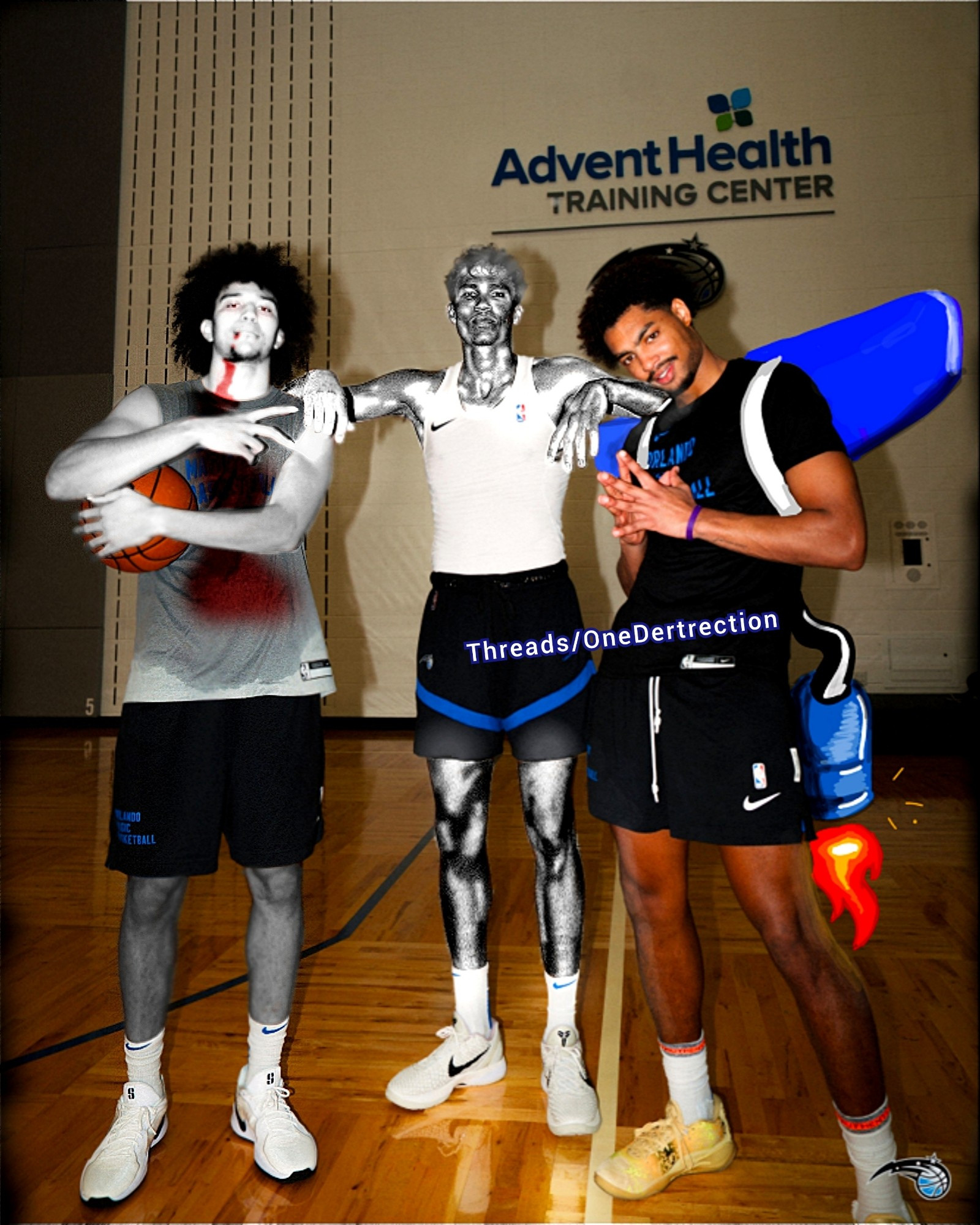 Anthony Black, Tristan Da Silva, and Jett Howard trio HD edit Anthony Black is vampire with blood around his mouth and on his shirt. Tristan has silver glowing skin like the Silver surfer. Jett has a poorly drawn Jetpack on his back. They pose for the camera on a basketball court