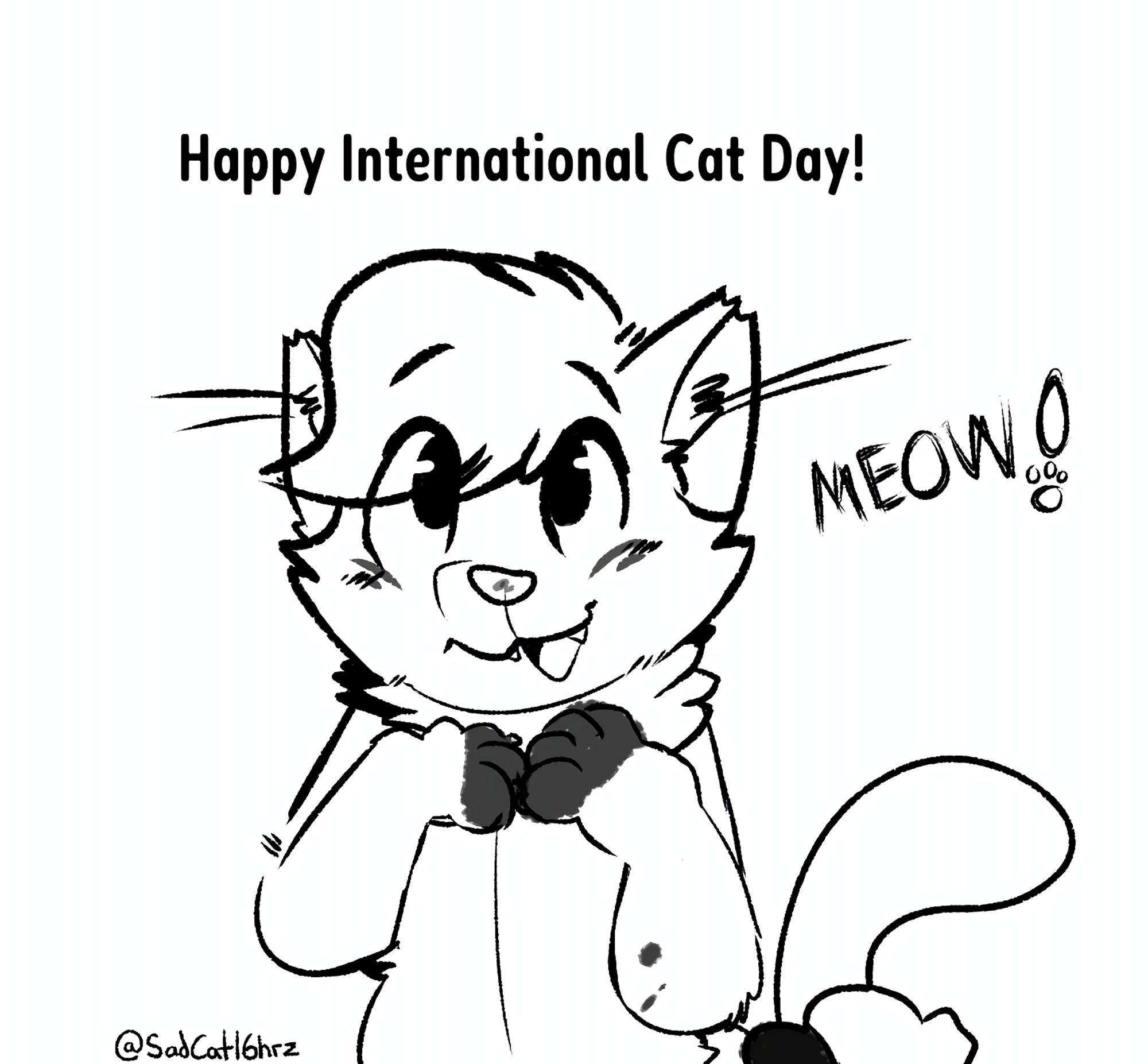 Text: Happy International Cat Day

Douglas meowing