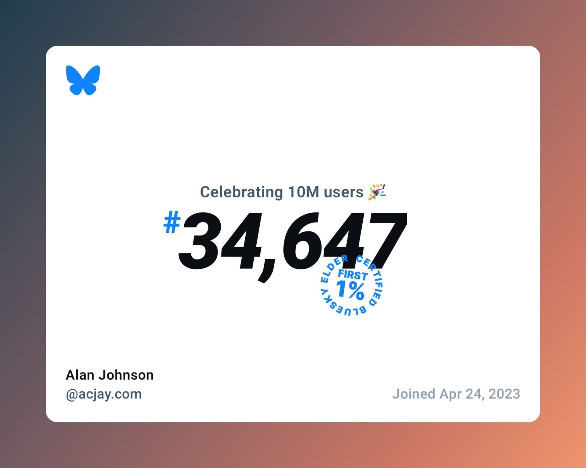 Bluesky now has over 10 million users, and I was #34,647!