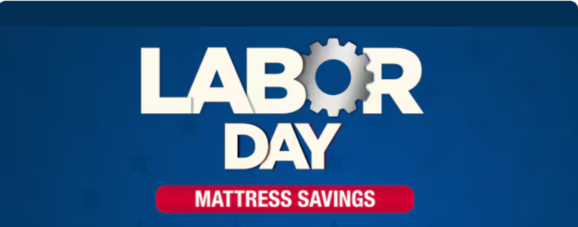 Another snippet from Costco's home page that says "Labor Day mattress savings". The 'o' in "Labor" has been replaced by a gear.