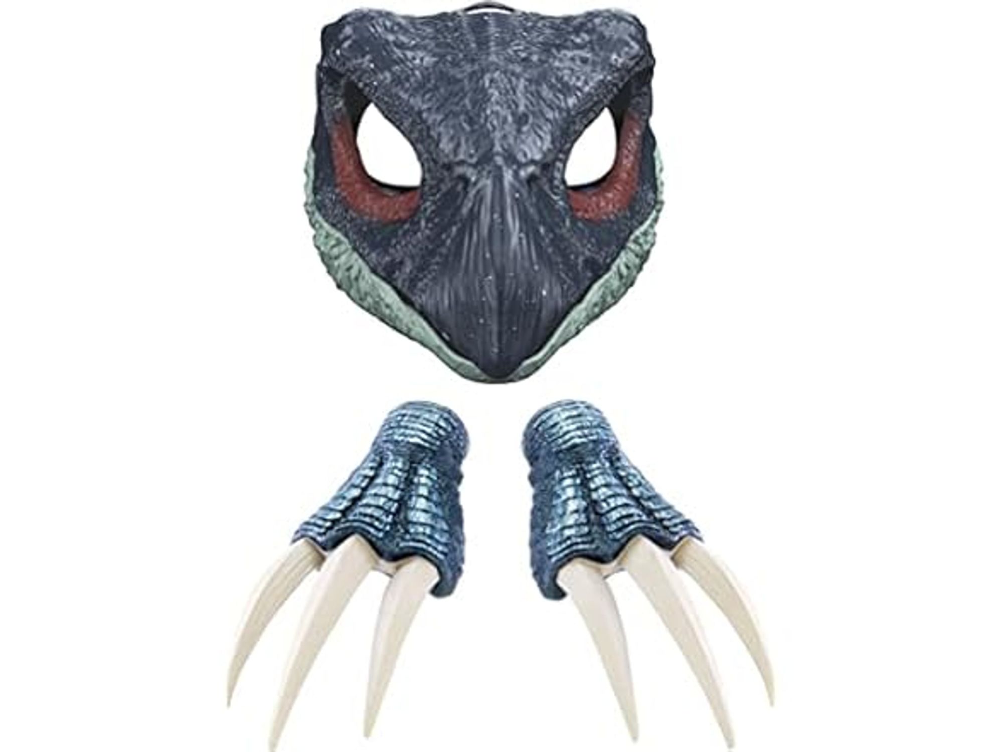 Dinosaur play set with mask and claws.