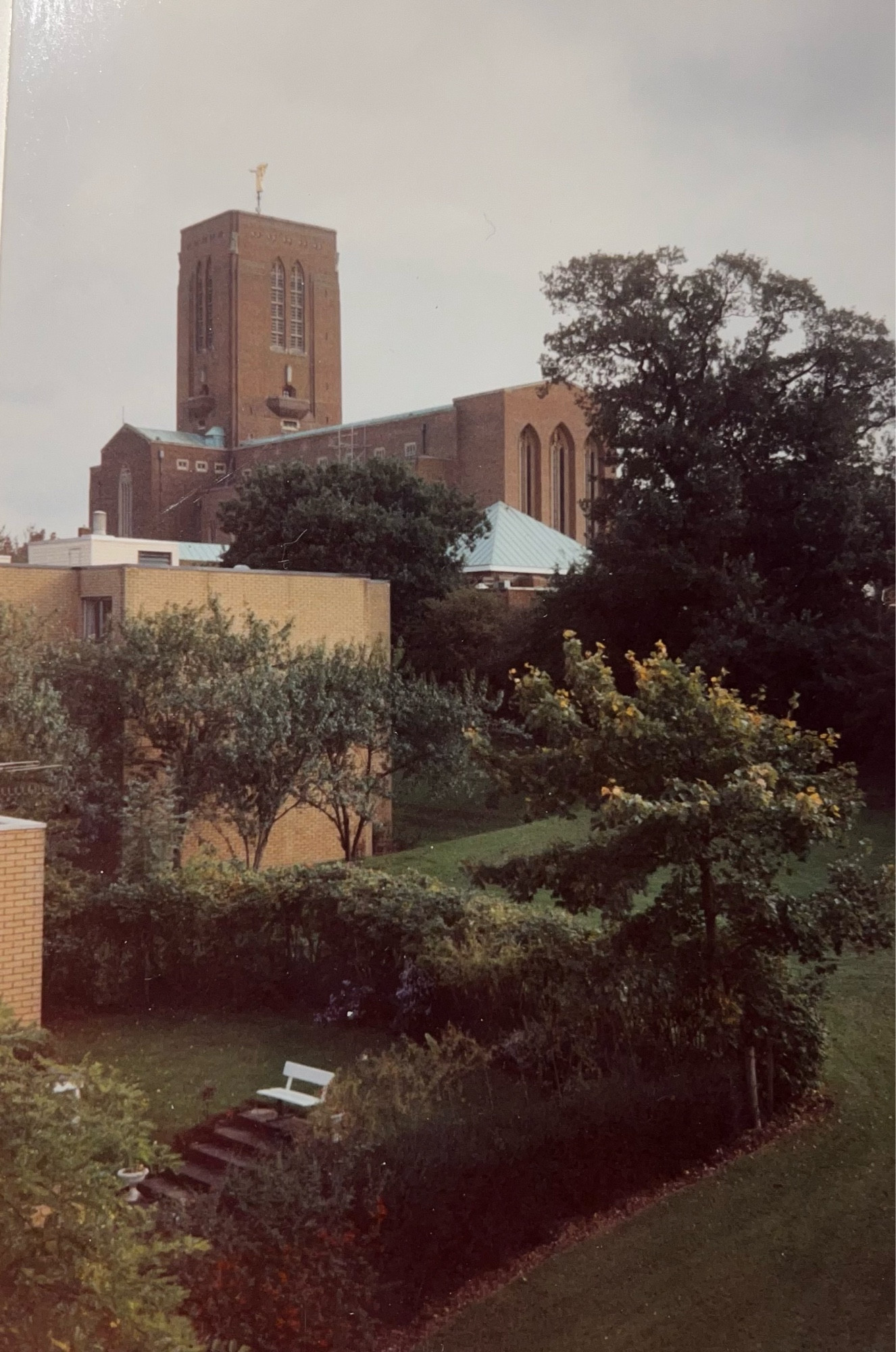 Guildford cathedral as seen from my room on campus