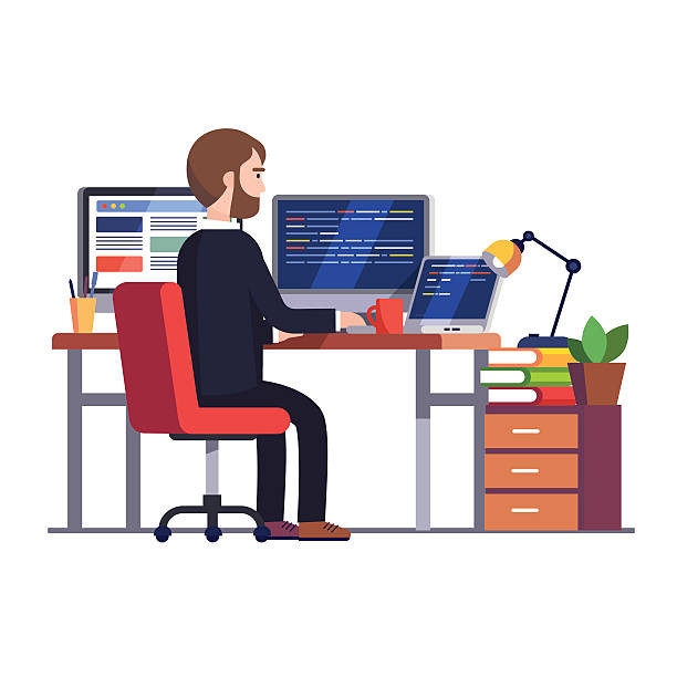 man on computer clipart