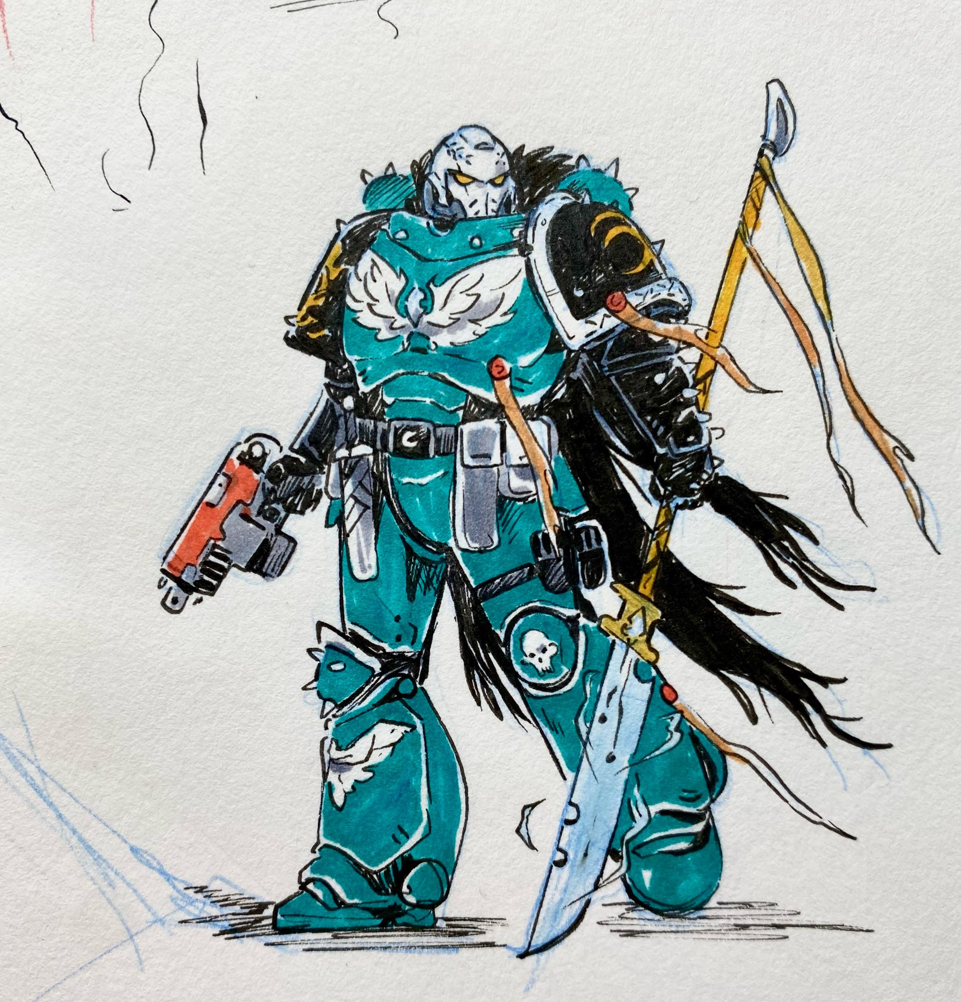 Little coloured ink of a space marine