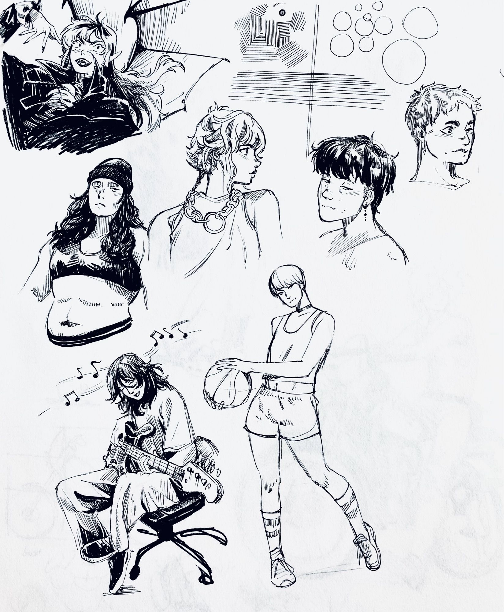 A page of ink sketches