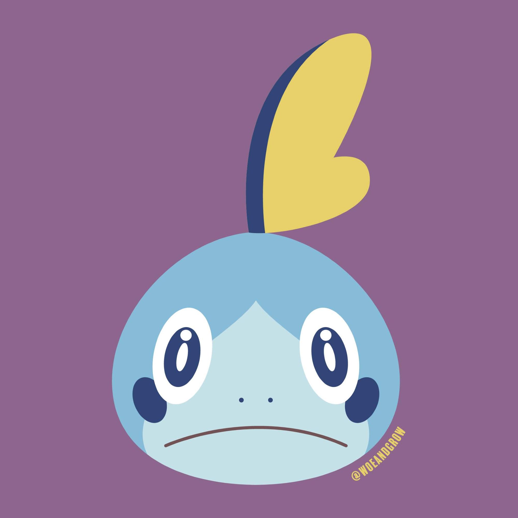 Vector artwork of Sobble's face with a purple background