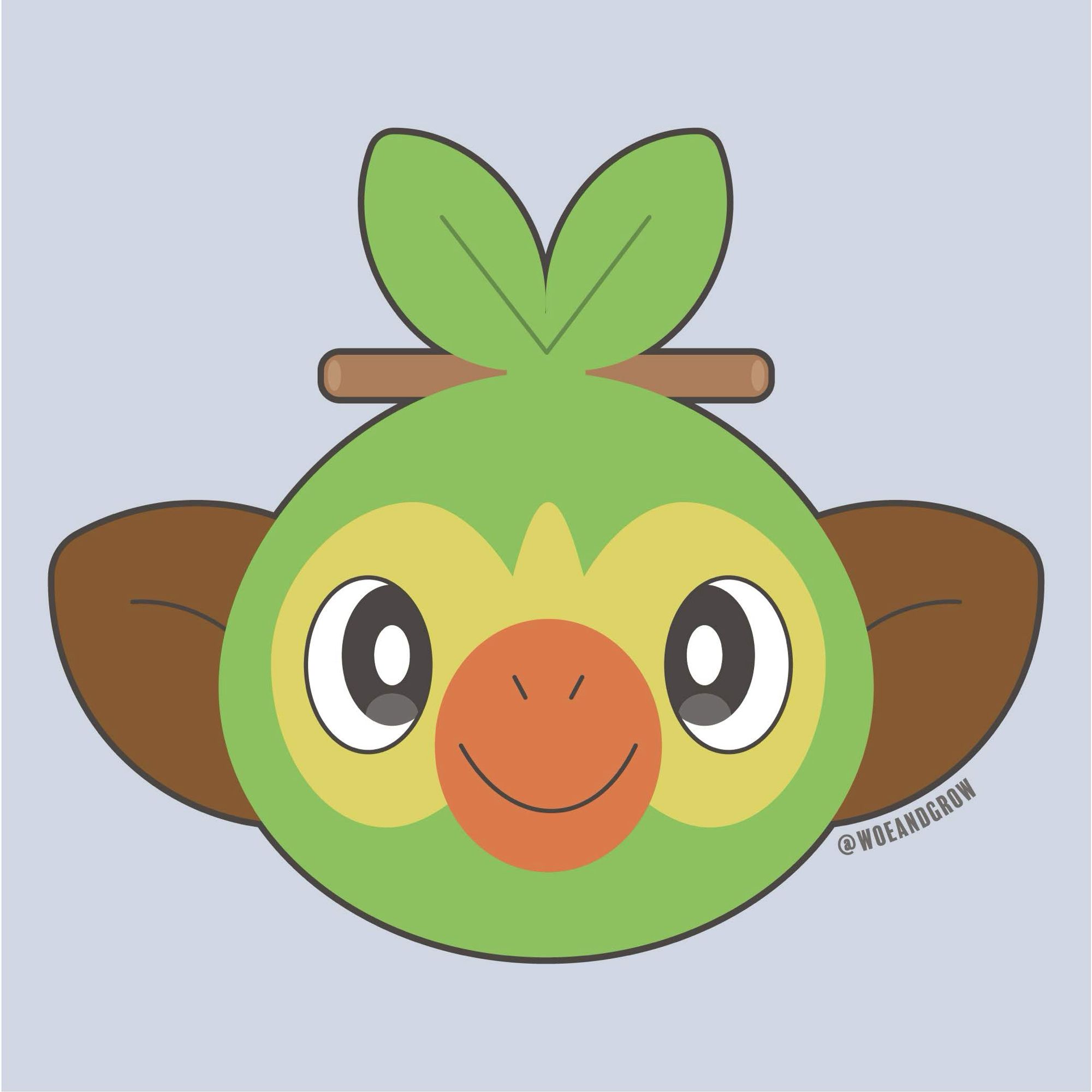 Vector artwork of Grookey’s face looking straight on