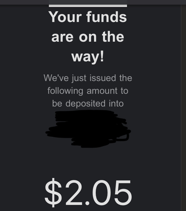 email alert from Etsy telling me i’m receiving $2.05